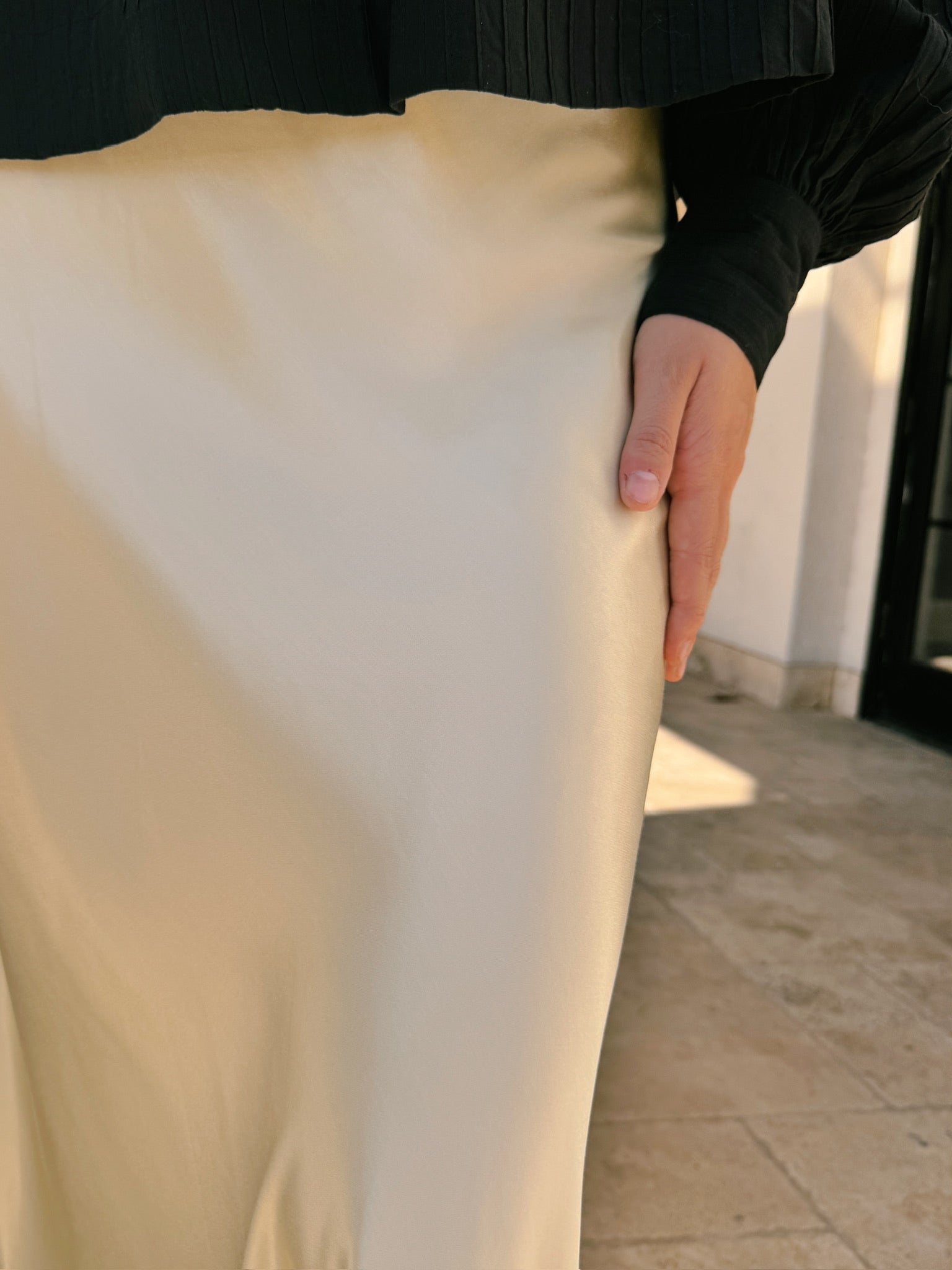 JiJi Pale Yellow Satin Skirt