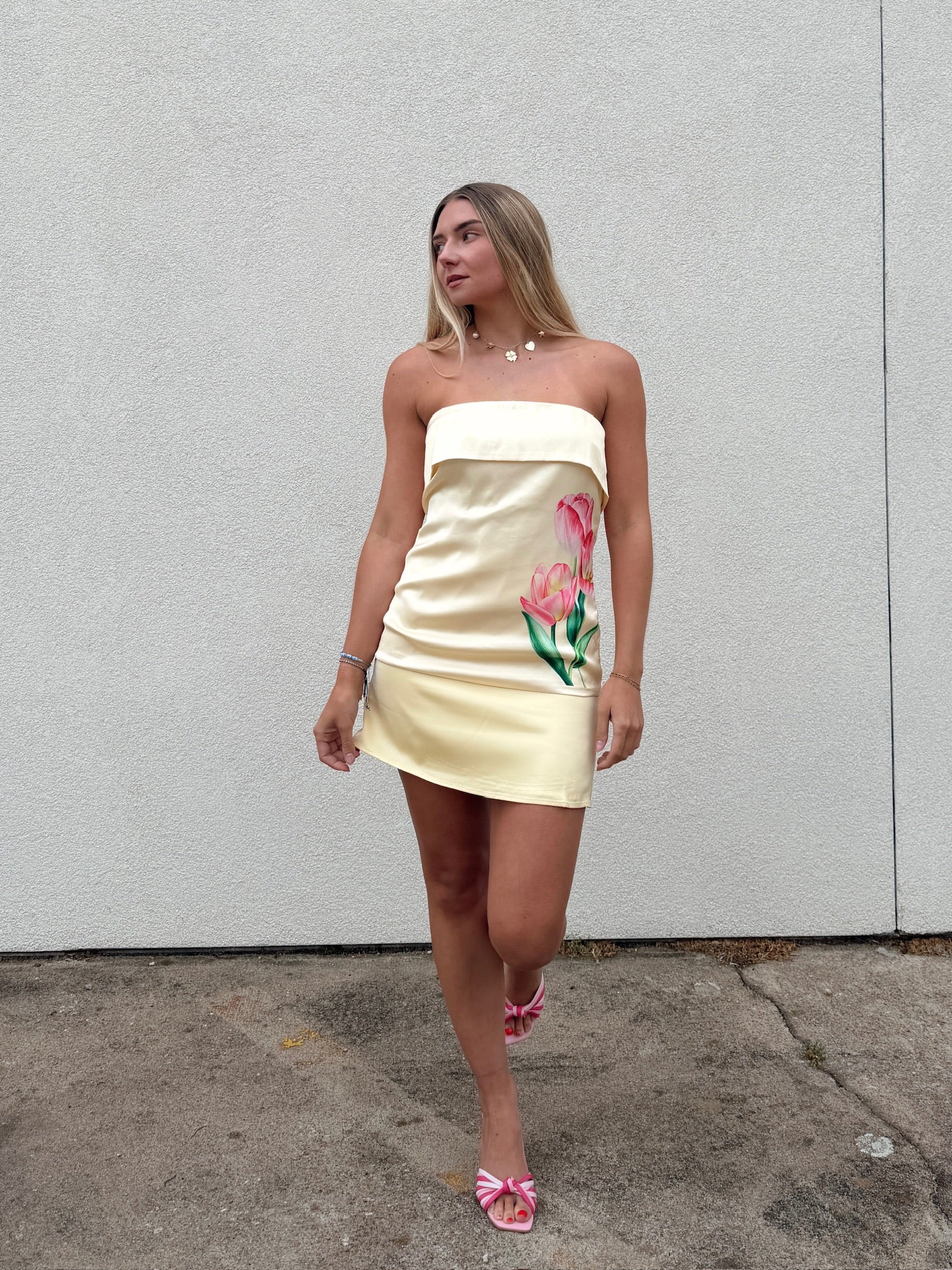Tropics Strapless Satin Top