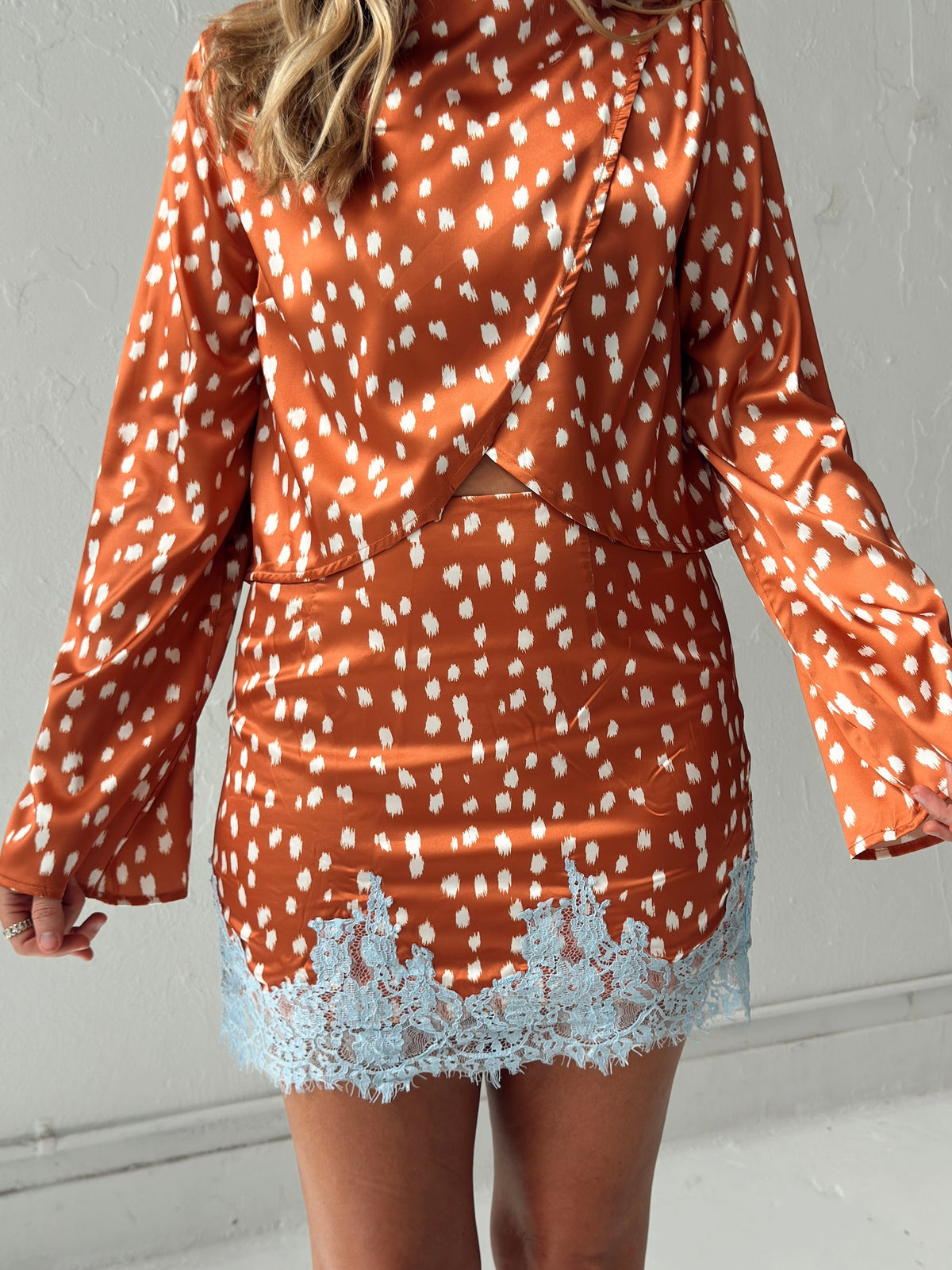 Miley Spotted Lace Trim Mini Skirt
