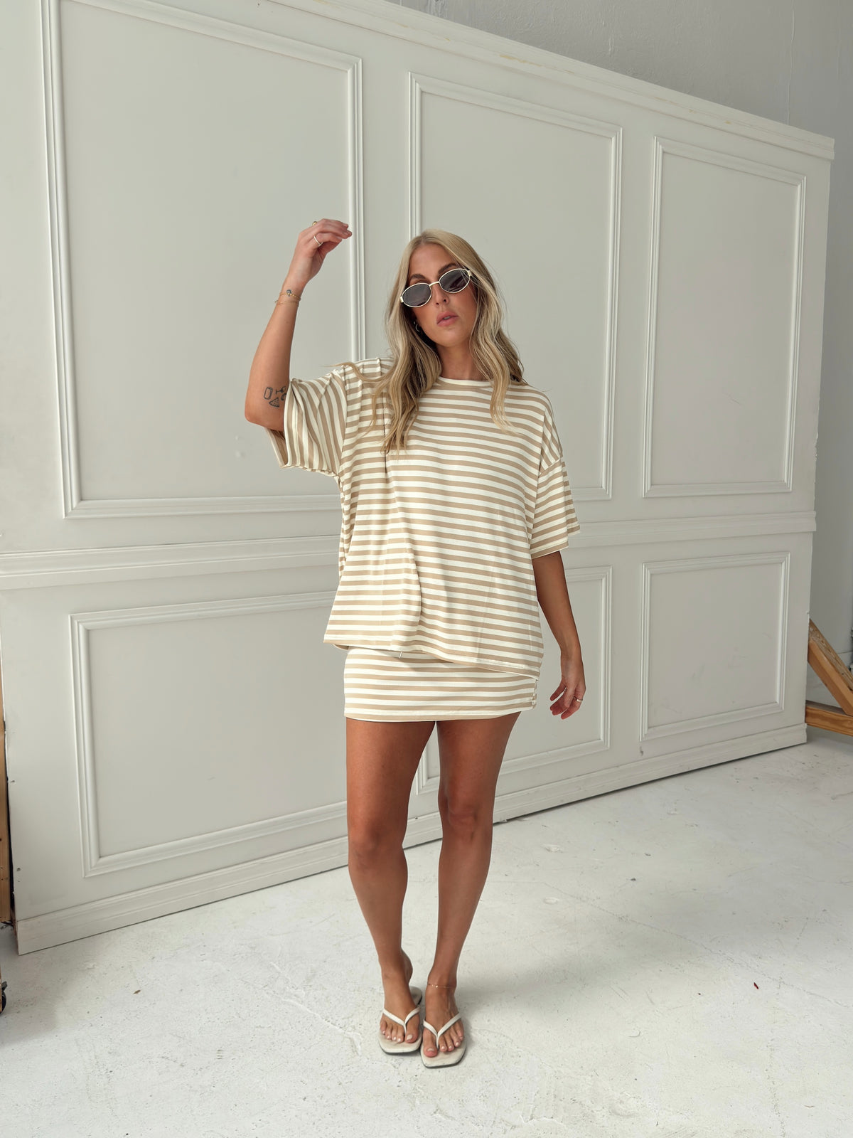 Weekender Stripe Skort - Beige