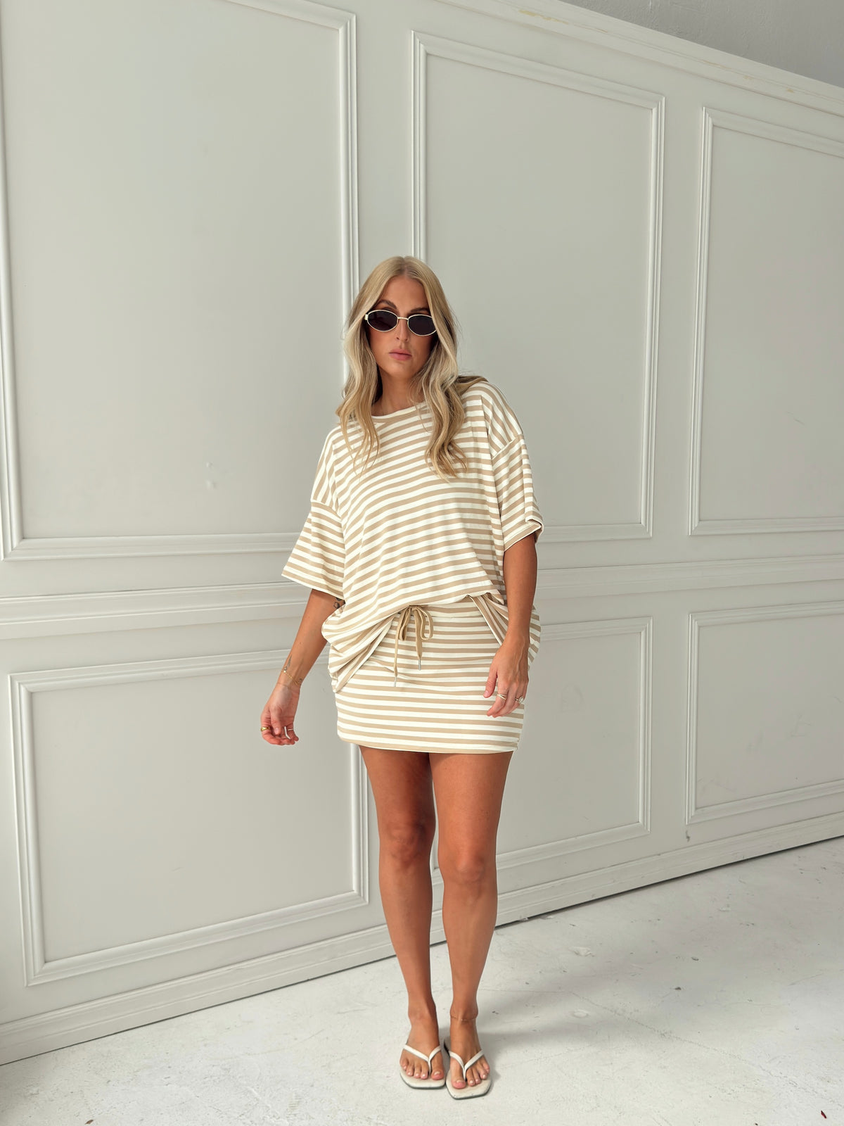 Weekender Stripe Skort - Beige
