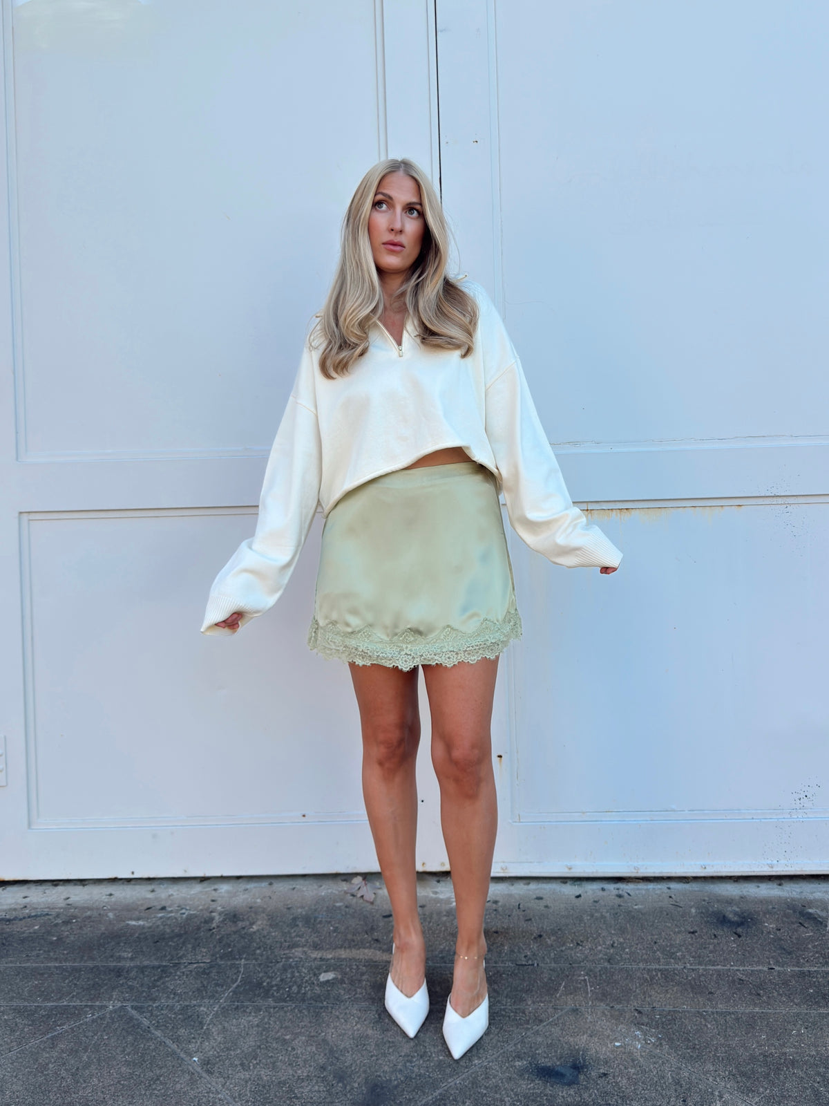 Sabrina Lace Trim Mini Skort - Matcha