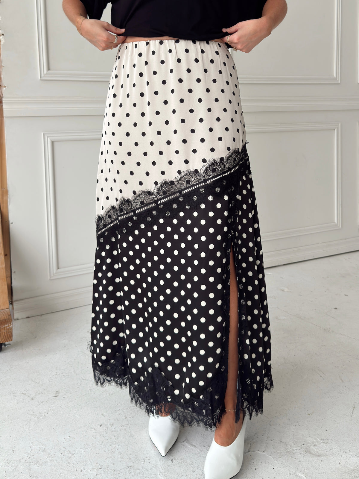 Diana Dual-Tone Polka Dot Maxi Skirt