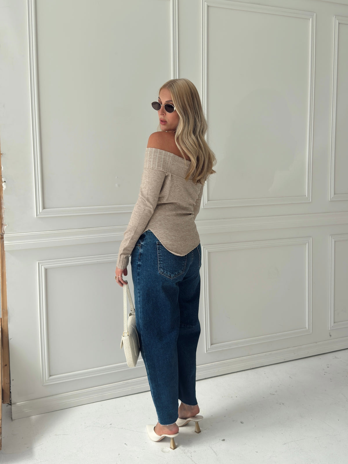 Charlotte Foldover Knit Sweater - Oatmeal