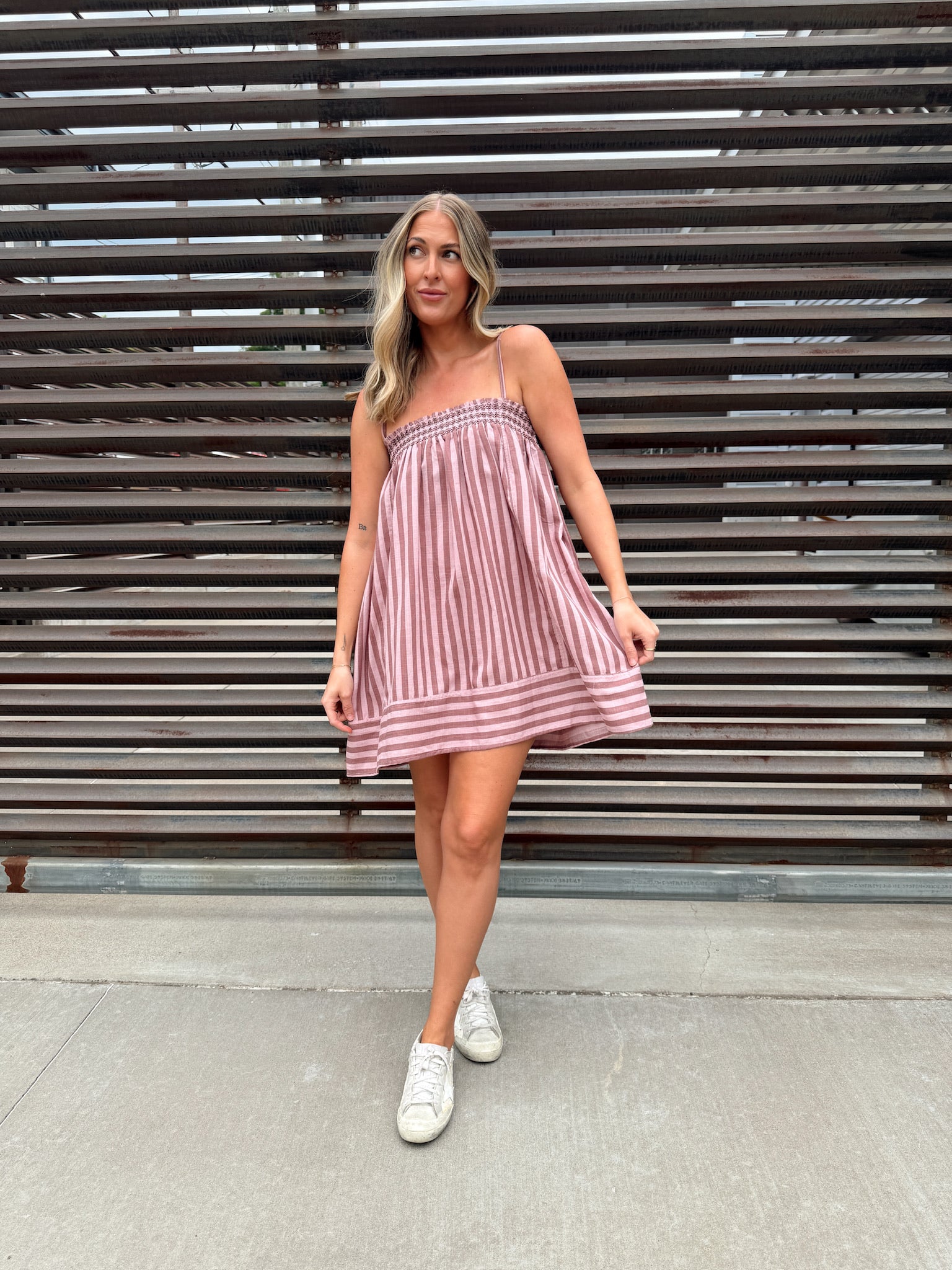 Summer Stripes Mauve Mini Dress