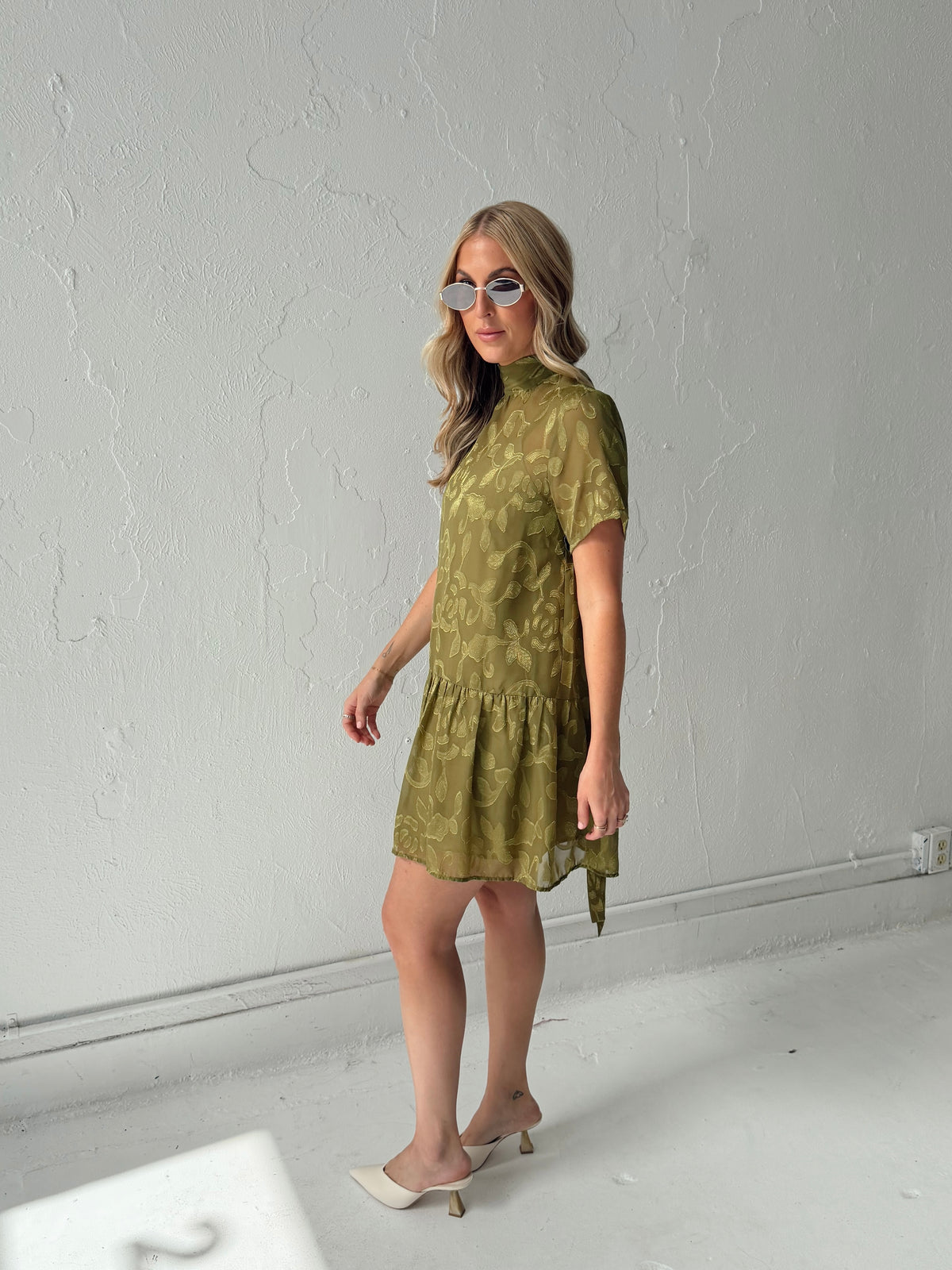Kelly Floral Mini Dress - Olive