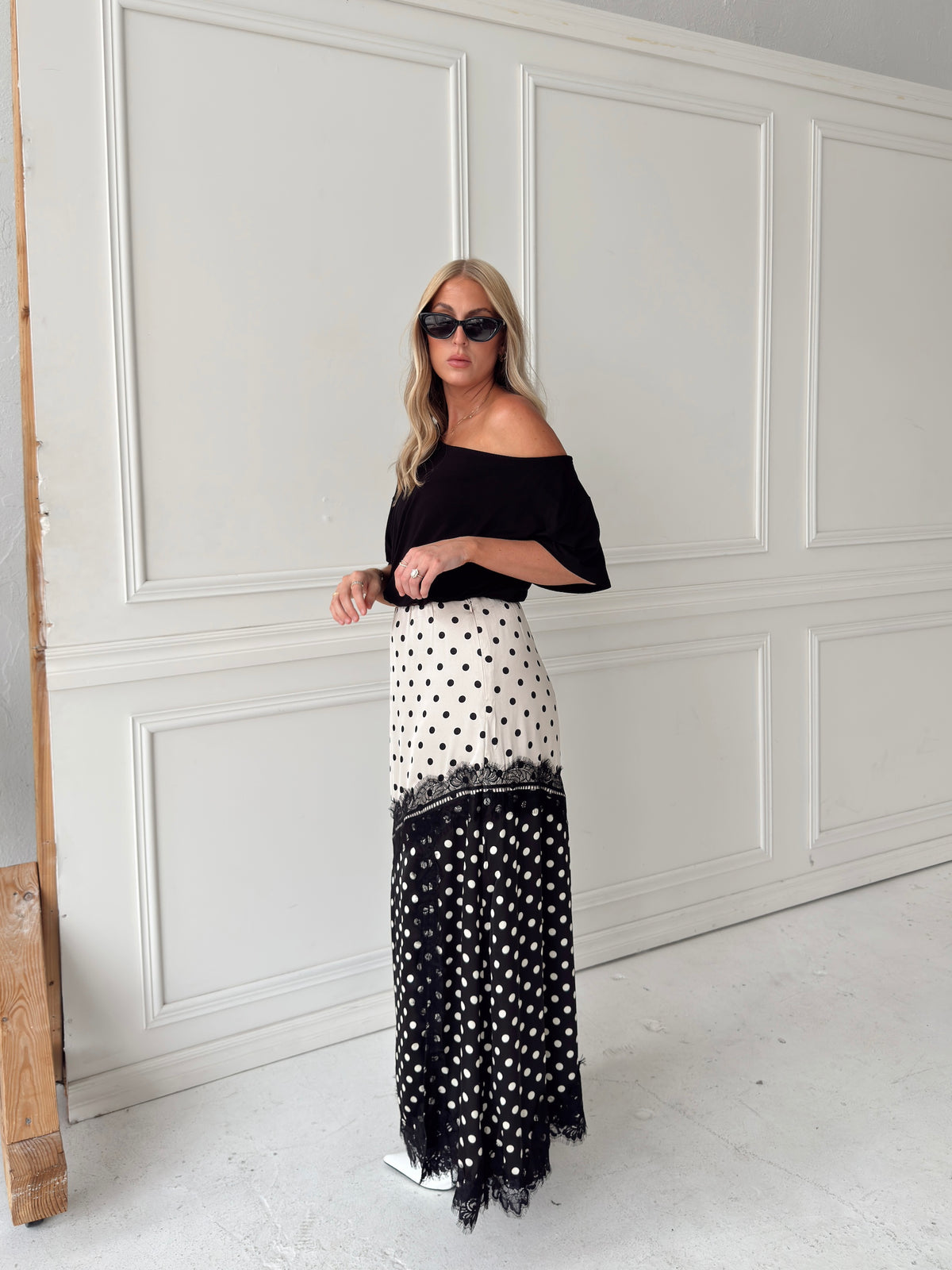 Diana Dual-Tone Polka Dot Maxi Skirt