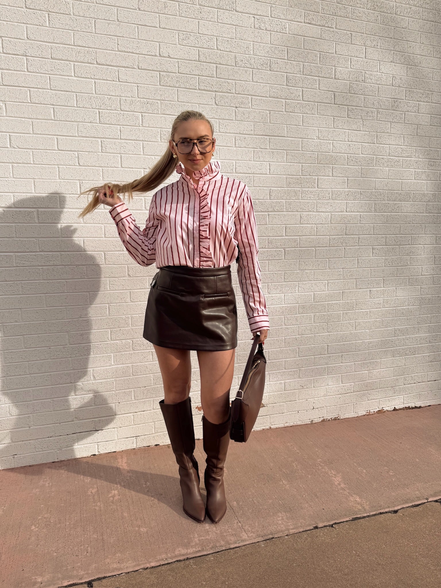 English Factory Stripe Ruffled Shirt