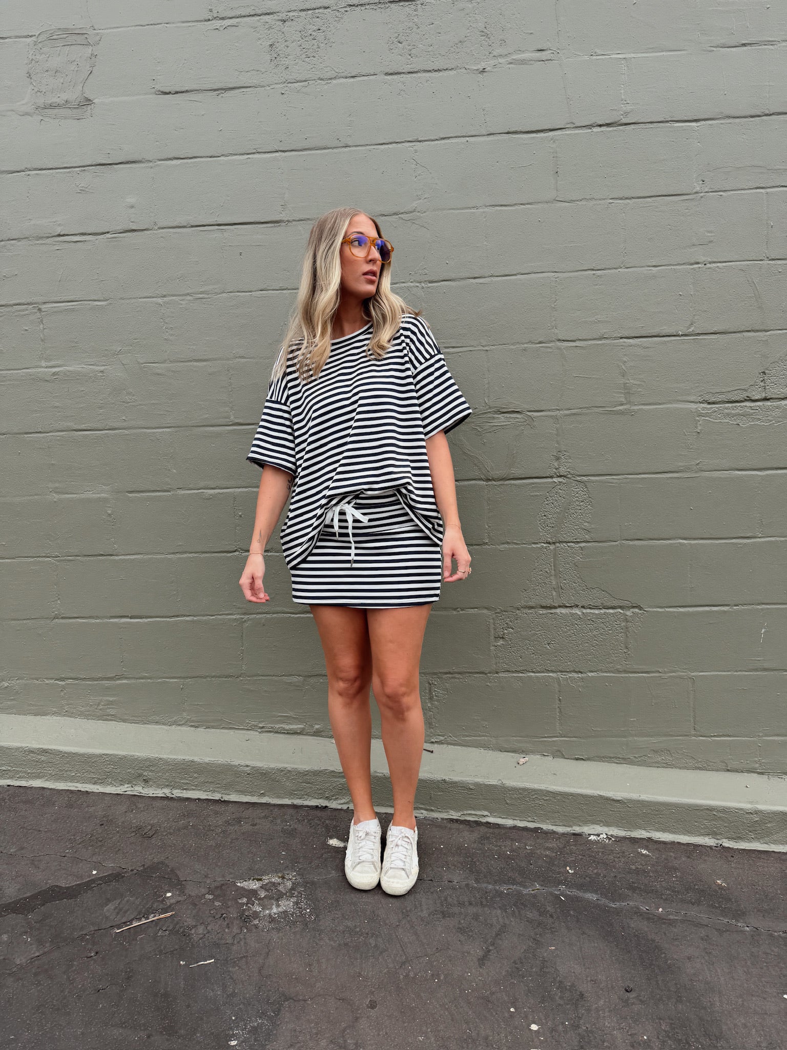 Weekender Stripe Skort - Navy