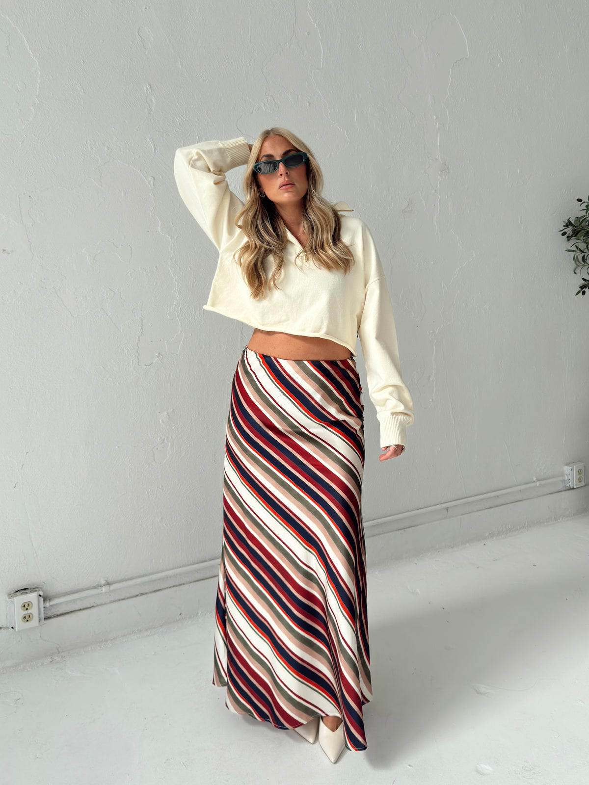 Pre-Order Dani Diagonal Stripe Maxi Skirt (restock eta 10/19)
