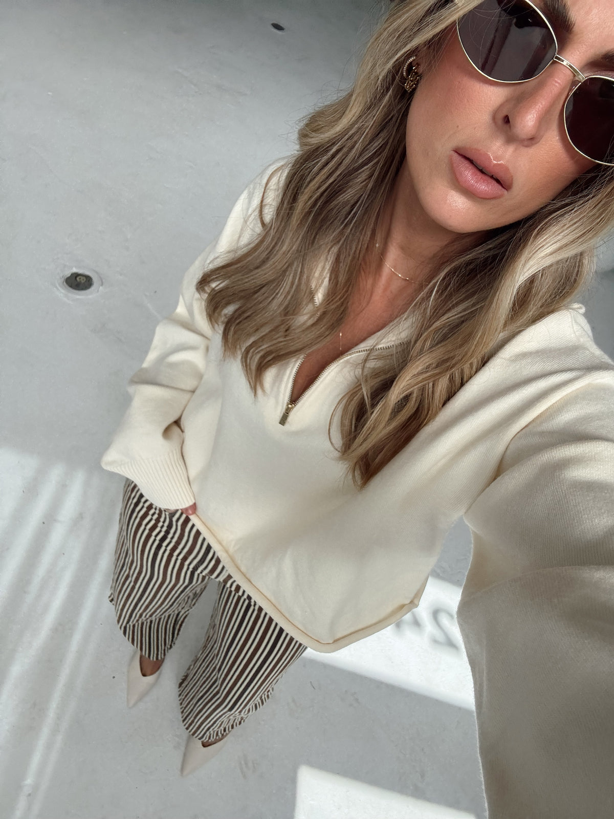 Britt Low Rise Buckle Stripe Pants