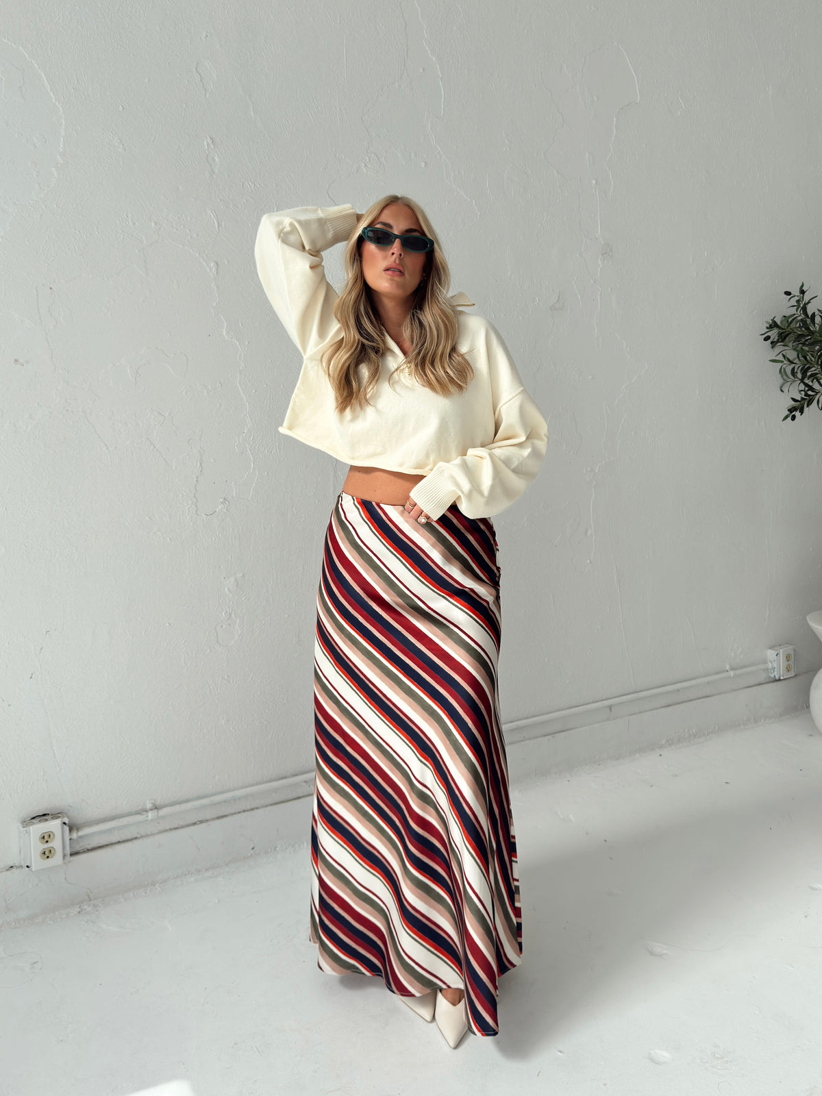 Pre-Order Dani Diagonal Stripe Maxi Skirt (restock eta 10/19)