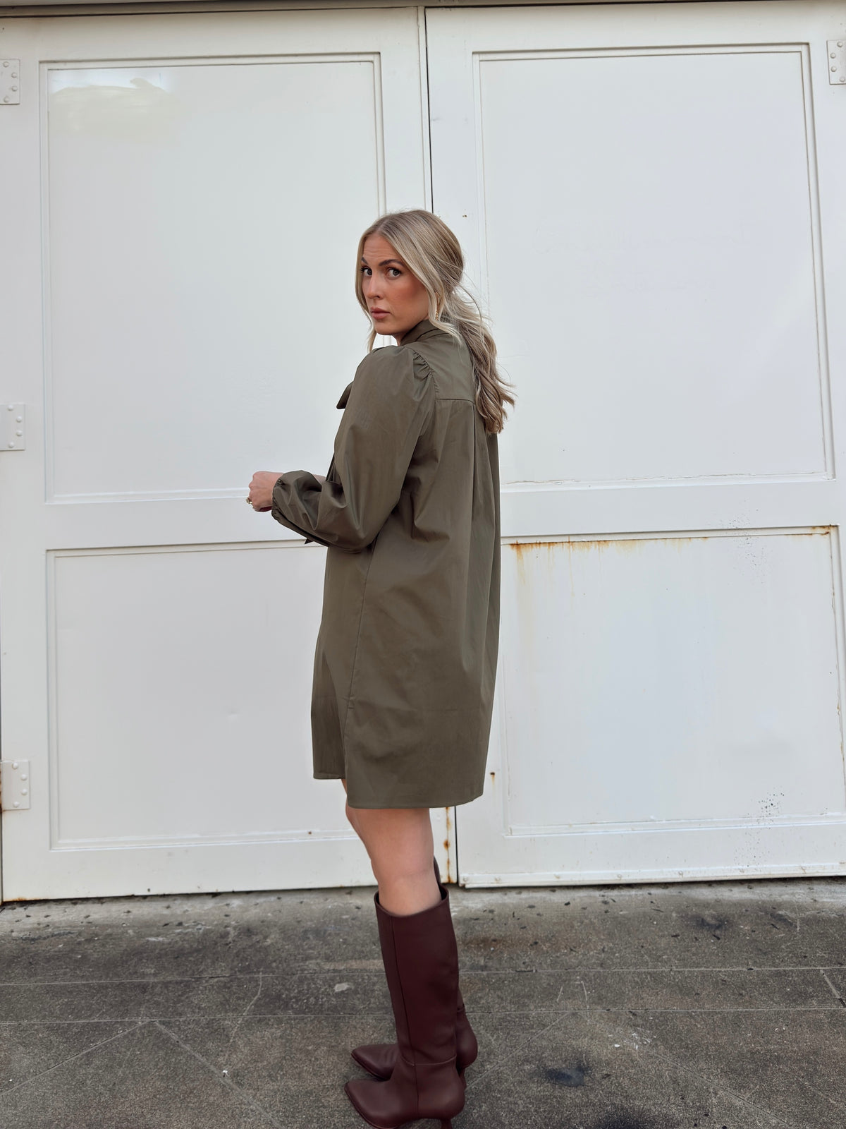 Thelma Olive Tie Neck Dress