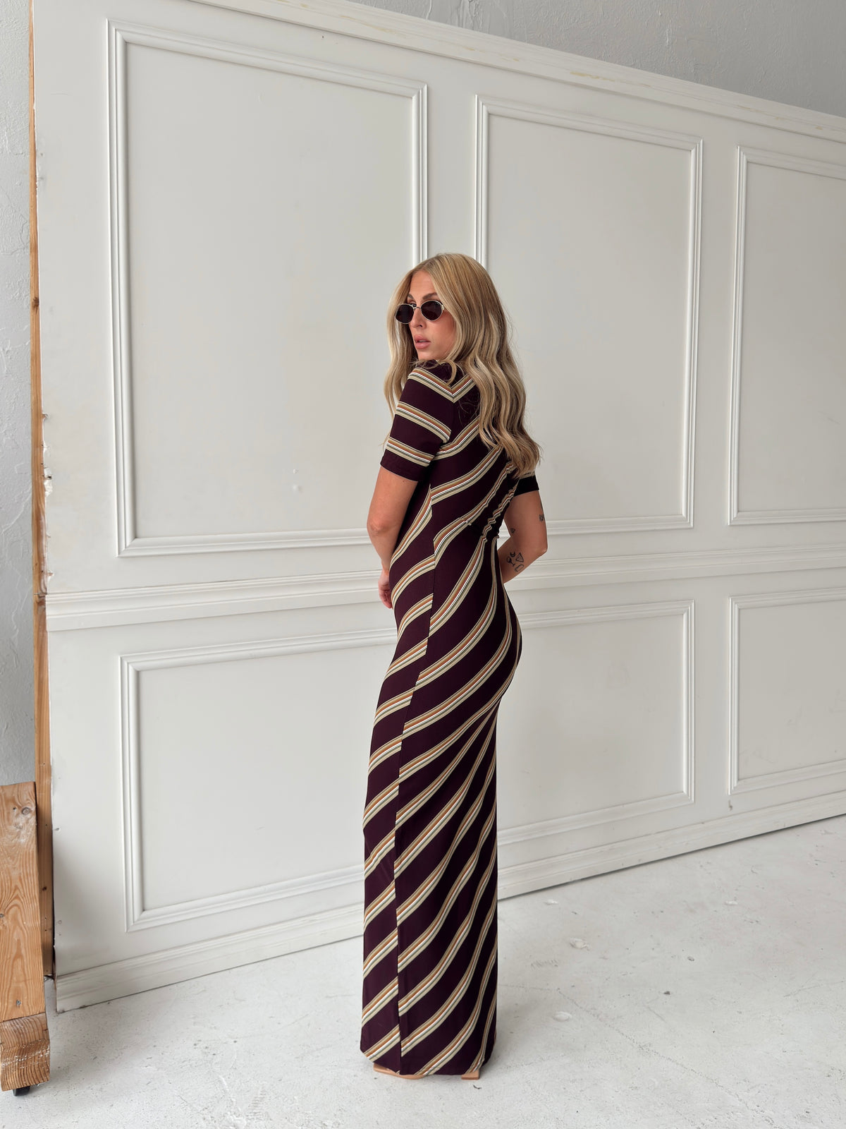 Red Brown Combo Maxi Dress