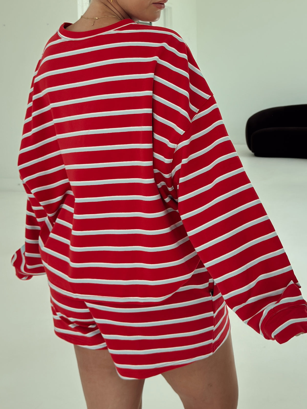 Crosby Stripe Long Sleeve - Tomato and Baby Blue