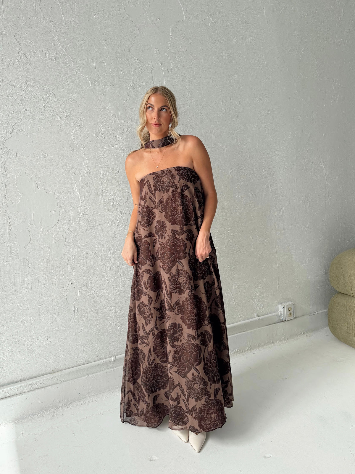Maddie Chocolate Floral Maxi