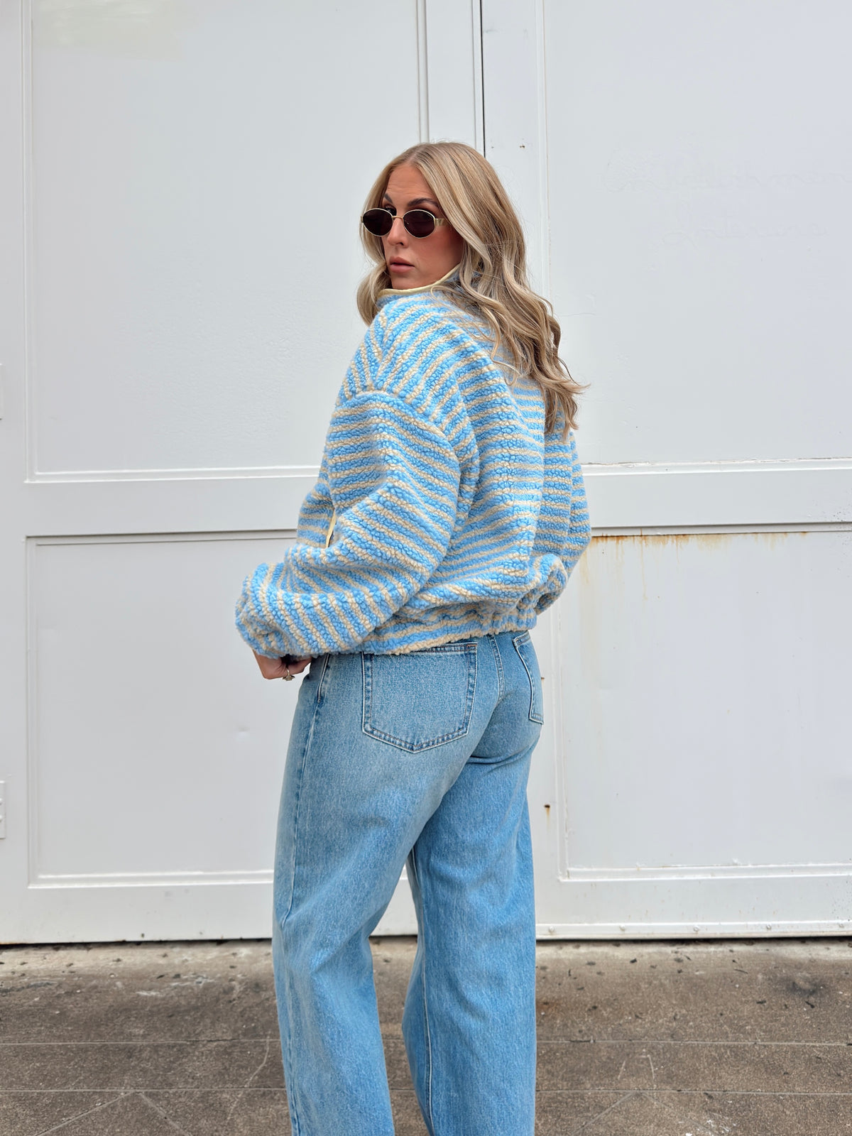 Madi Stripe Oversized Fleece Jacket