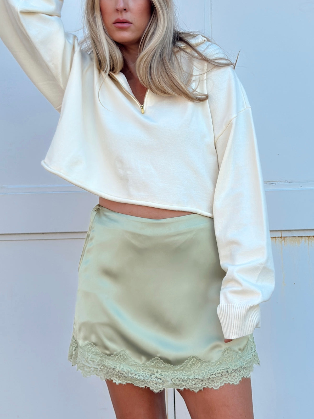 Sabrina Lace Trim Mini Skort - Matcha