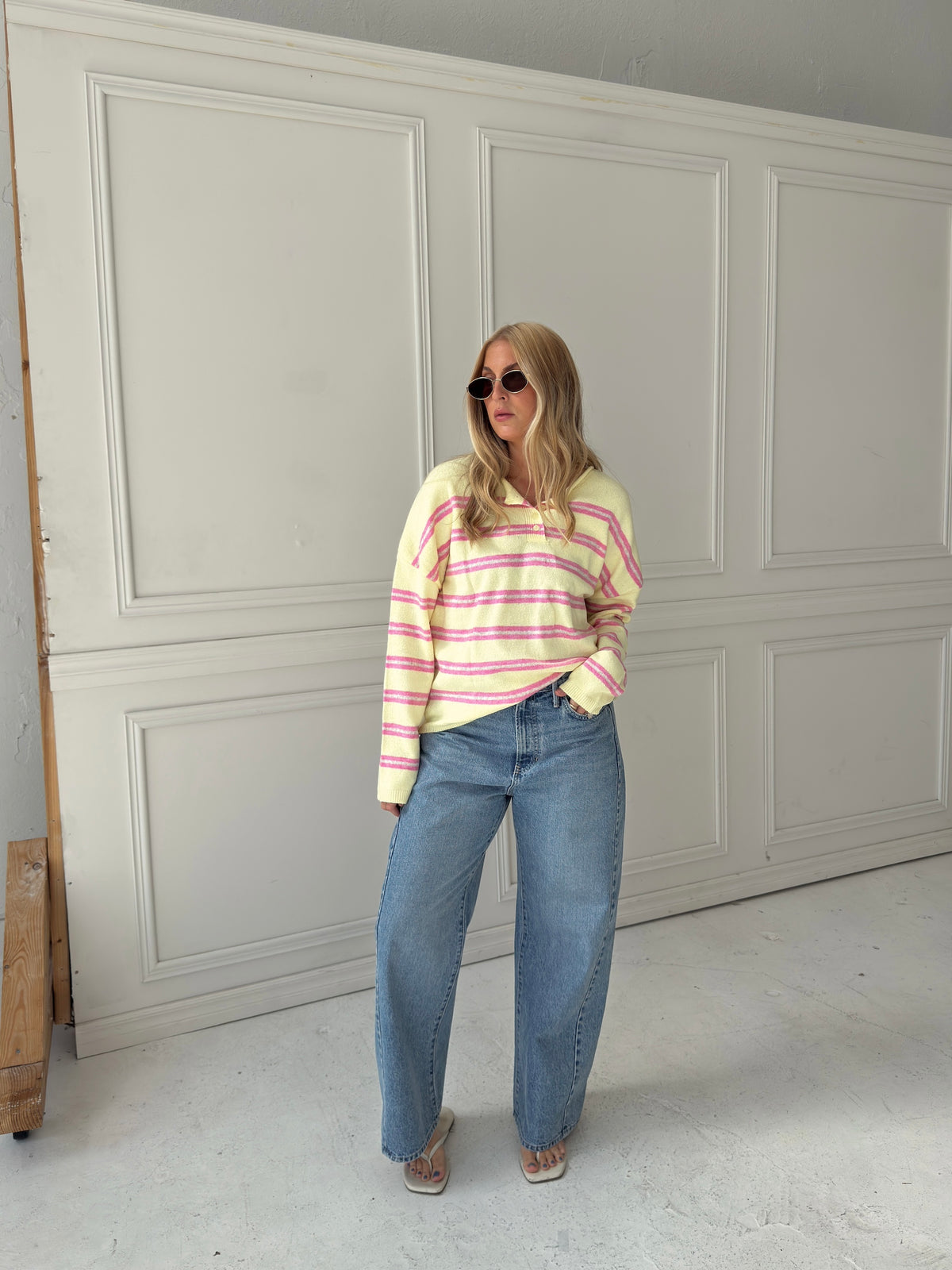 Caroline Cozy Stripe Knit Sweater - Yellow