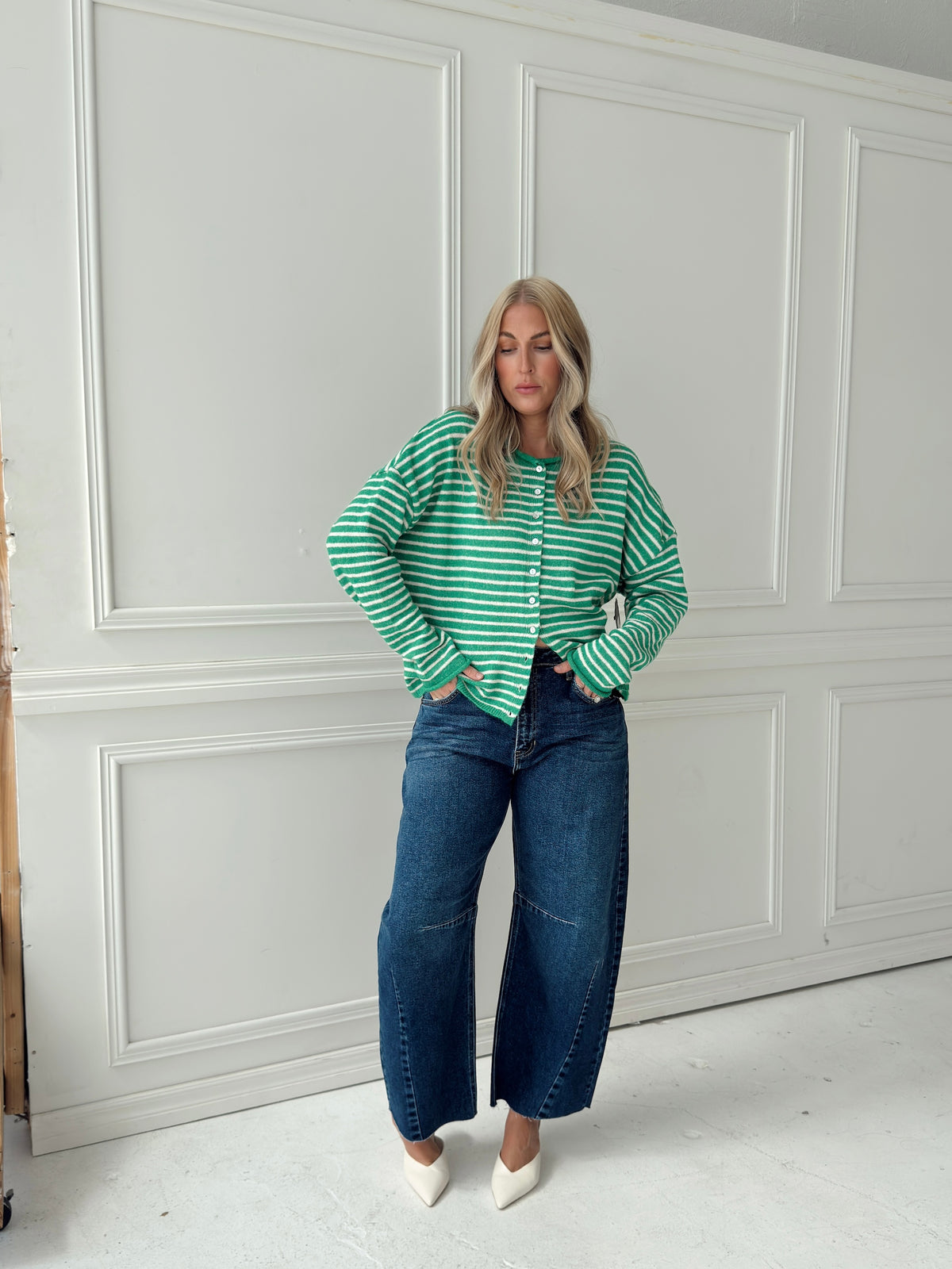 Brynn Striped Cardigan - Green