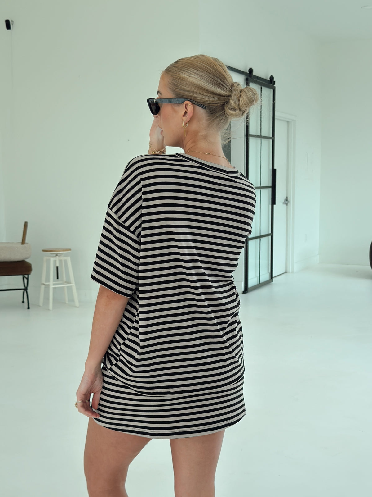 Weekender Stripe Top - Black/Taupe