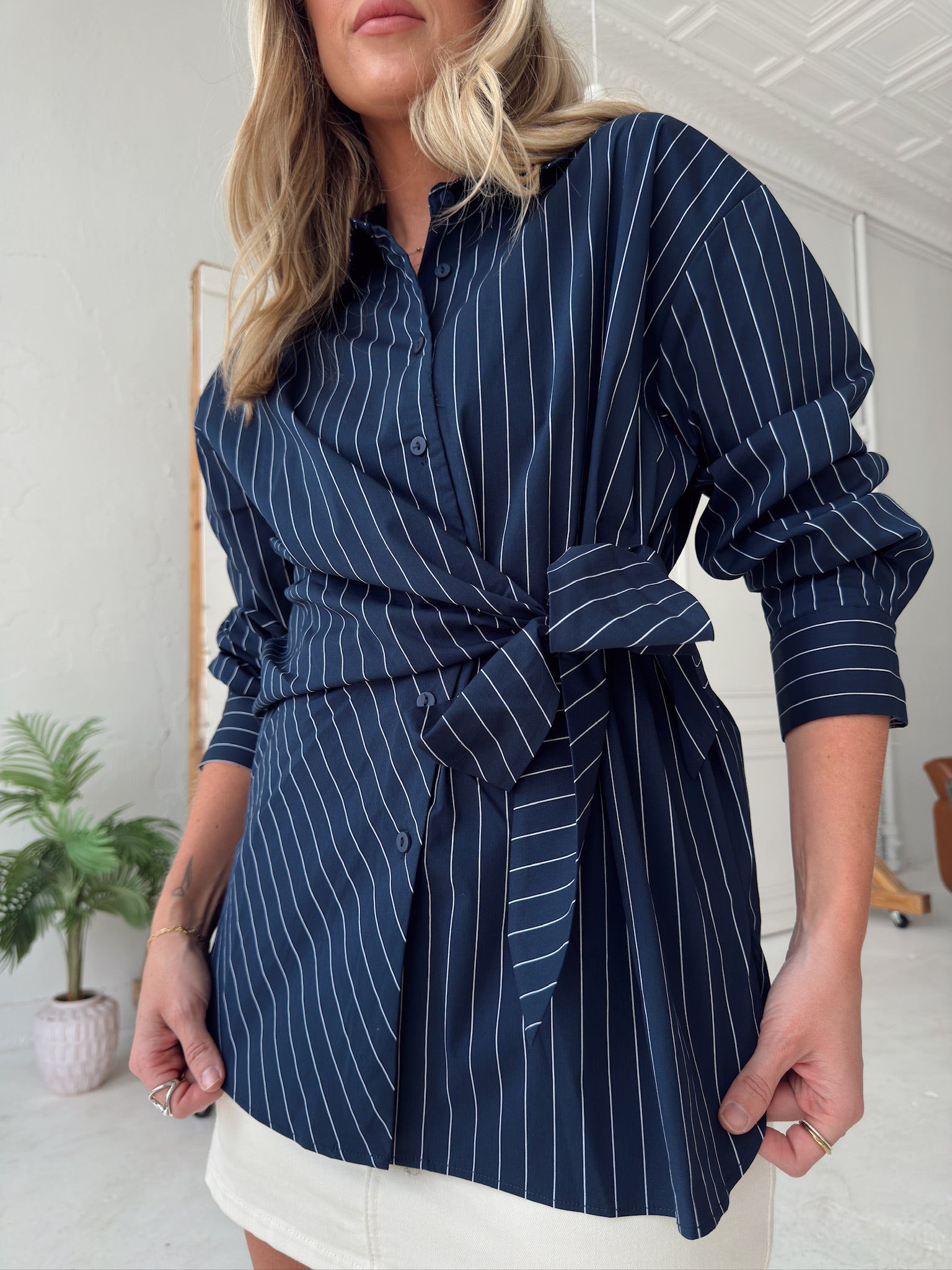 Beck Asymmetrical Tie Waist Top