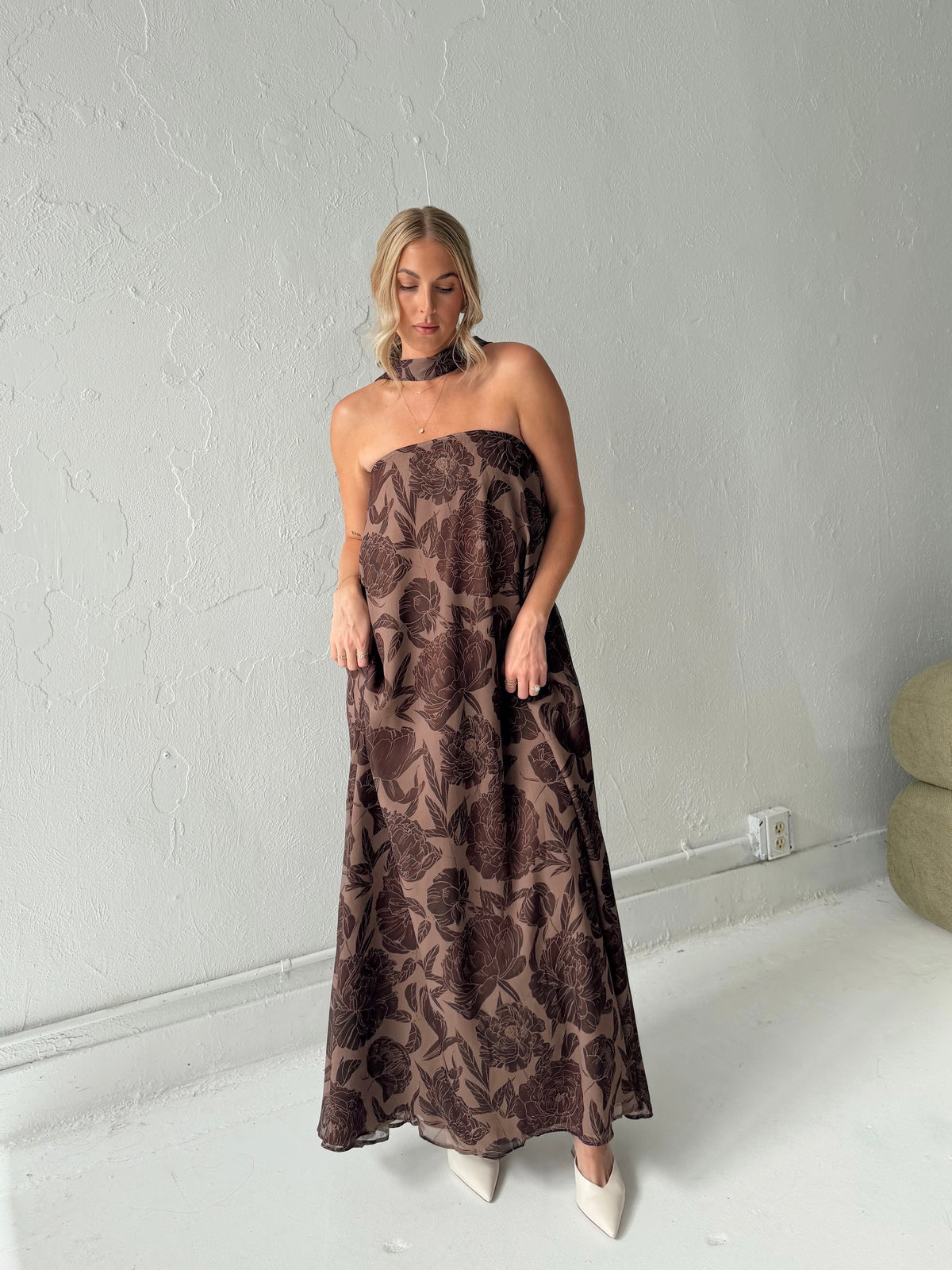 Maddie Chocolate Floral Maxi