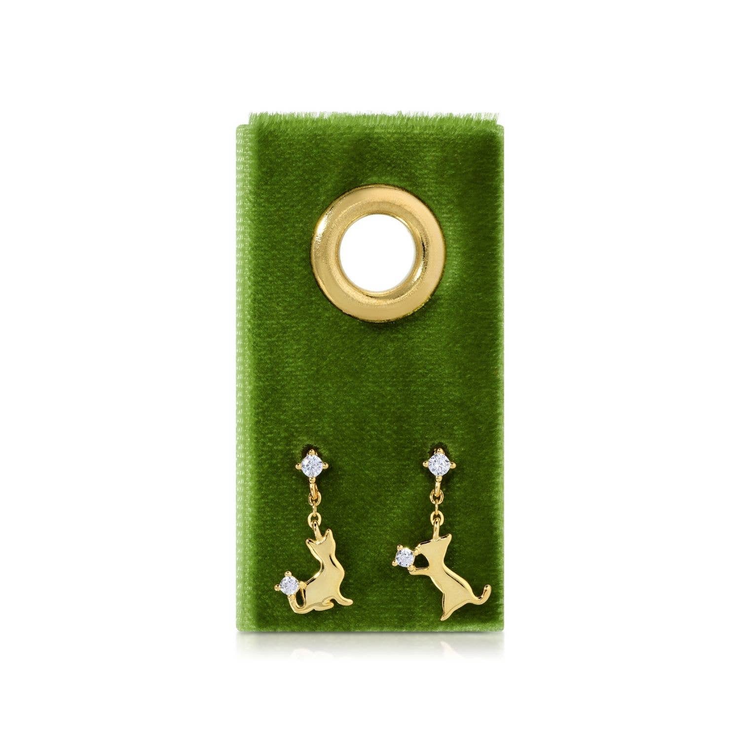 Playful Cat Studs on Velvet