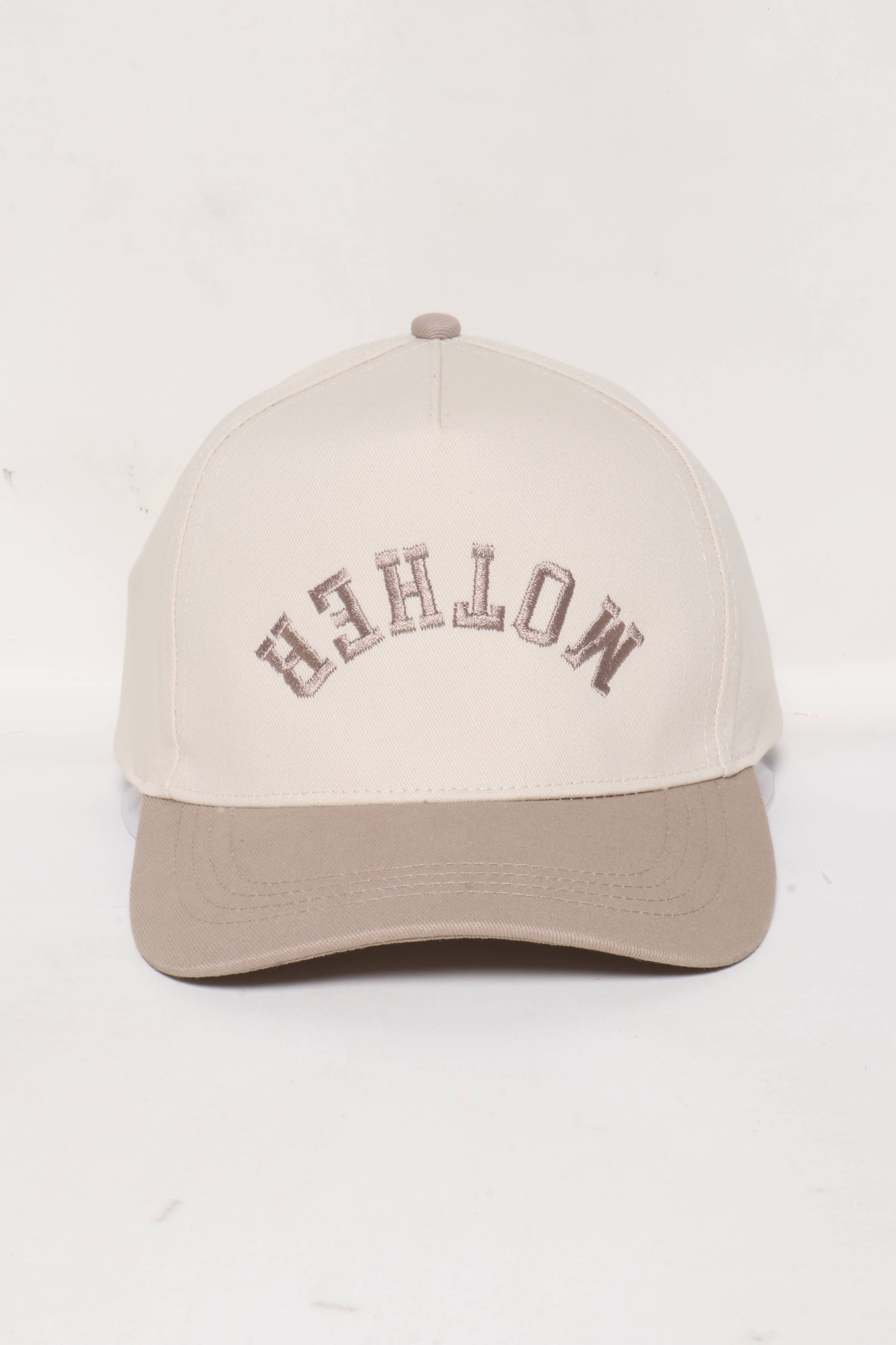 Mother Upside Down embroidery in Two Tone Baseball Cap - Beige
