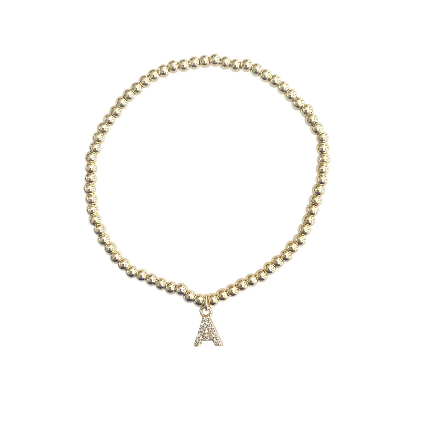 Gemelli Gold Beaded Initial Bracelet