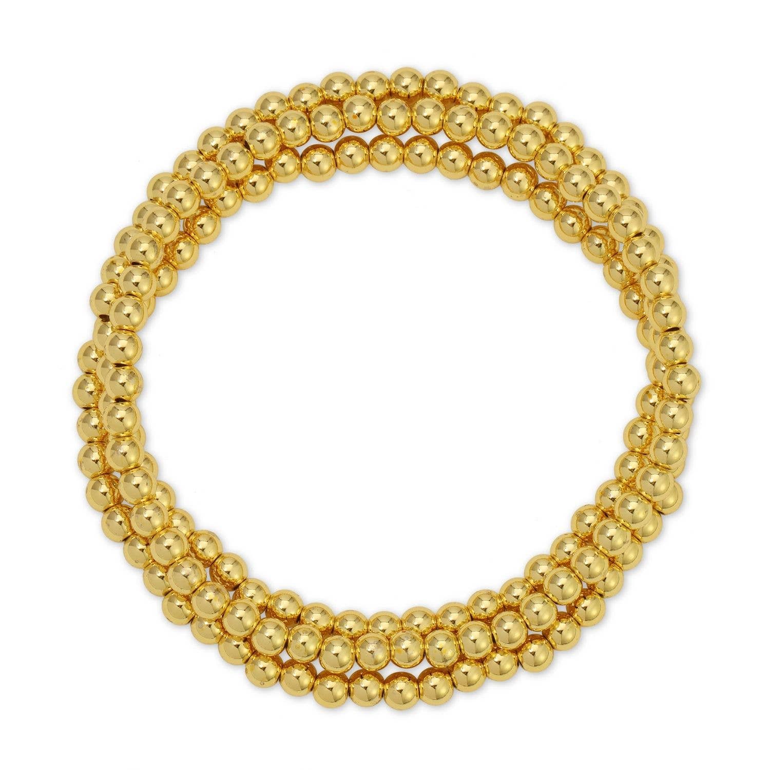 4mm Bead Stretch Bracelets: Gold