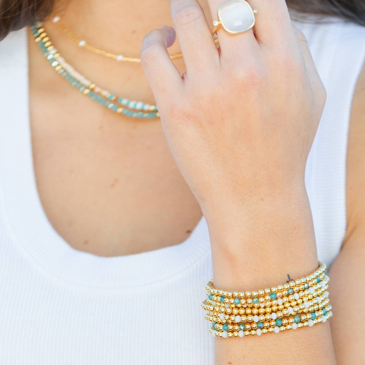 Bead & Crystal Stretch Bracelets: Brights
