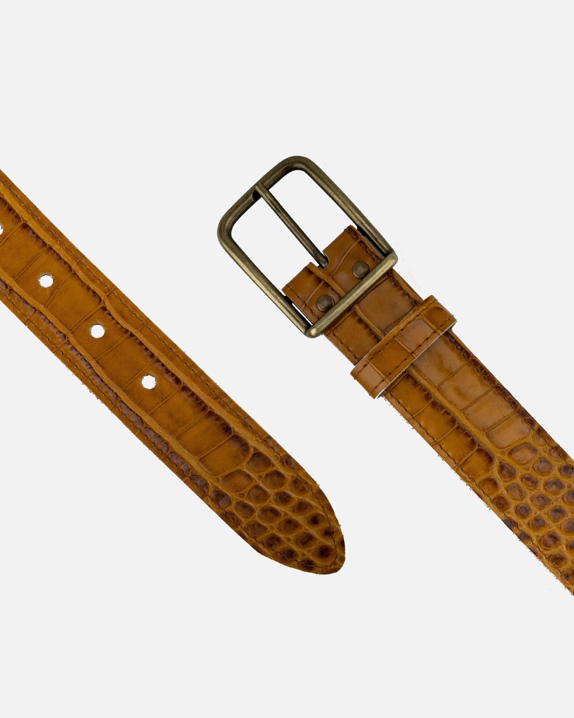 Amsterdam Heritage Belts Damy | Crocodile Embossed Leather Belt: Camel