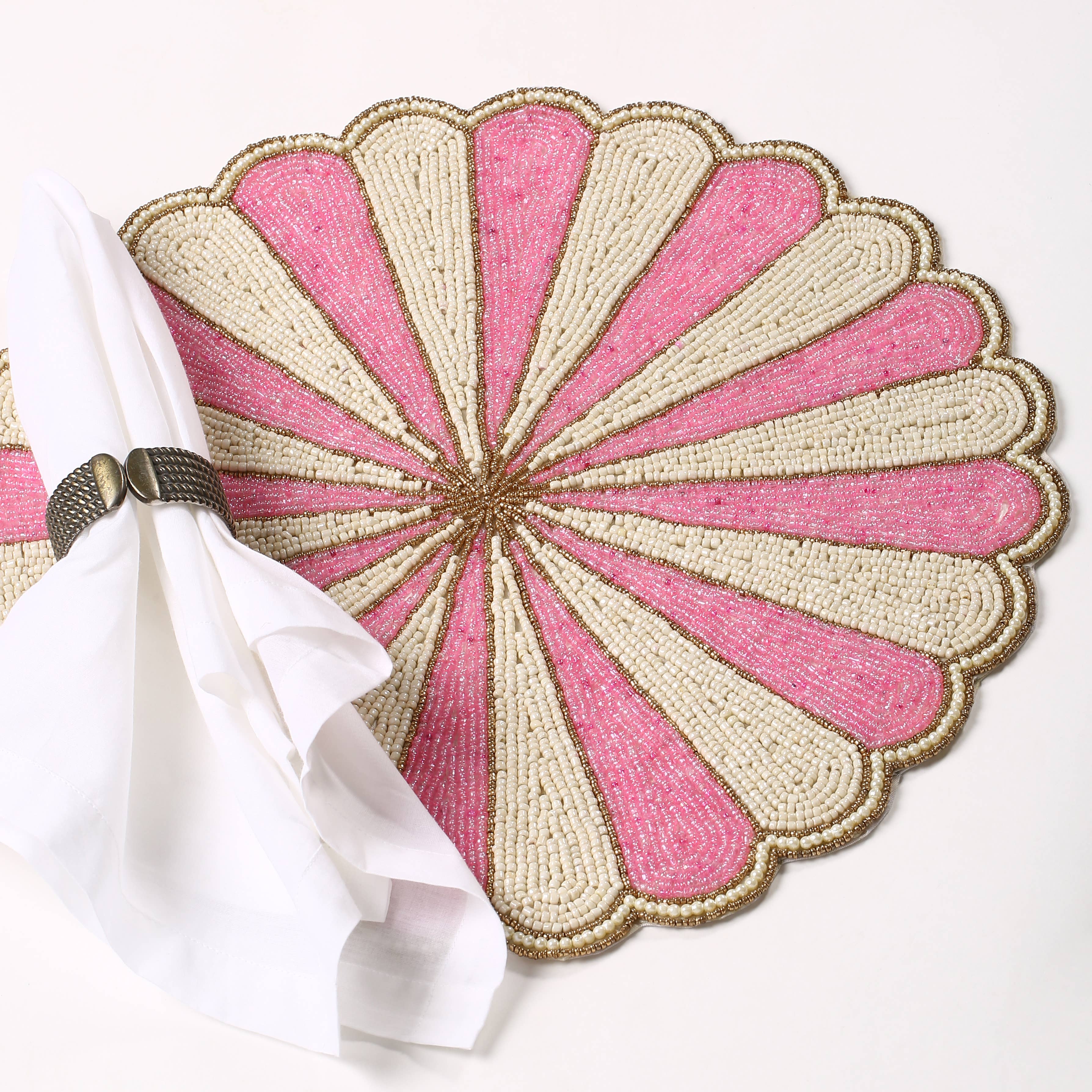 Pink Floral Beaded Placemat