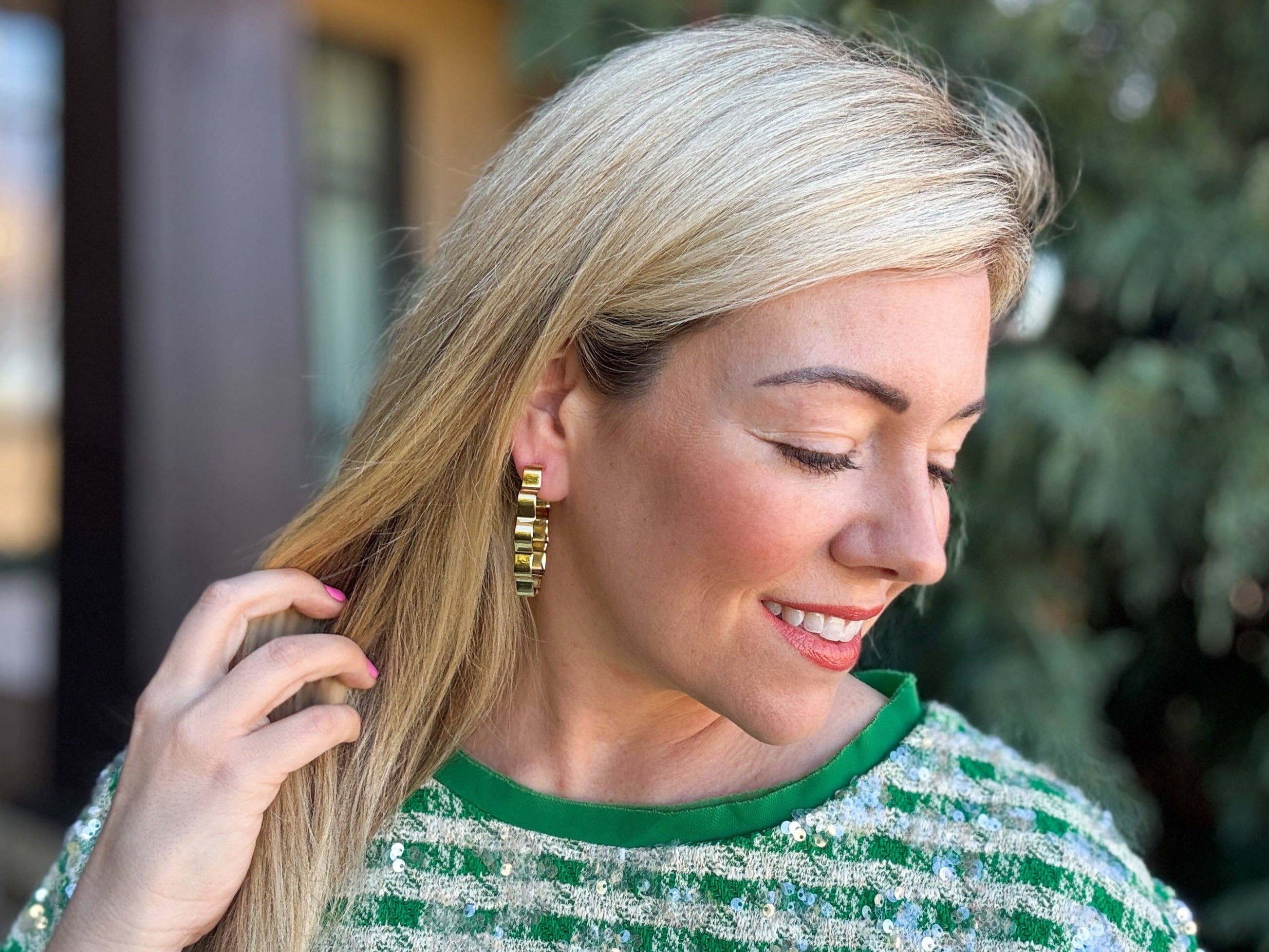 Whitney Wavy Gold Hoop
