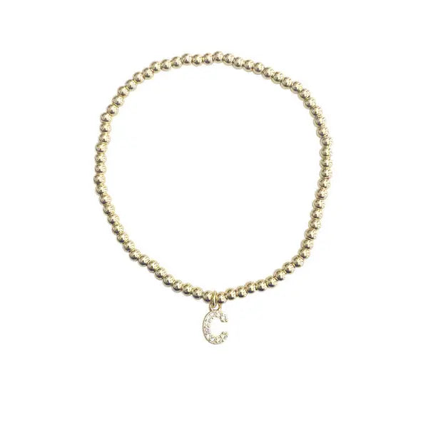 Gemelli Gold Beaded Initial Bracelet