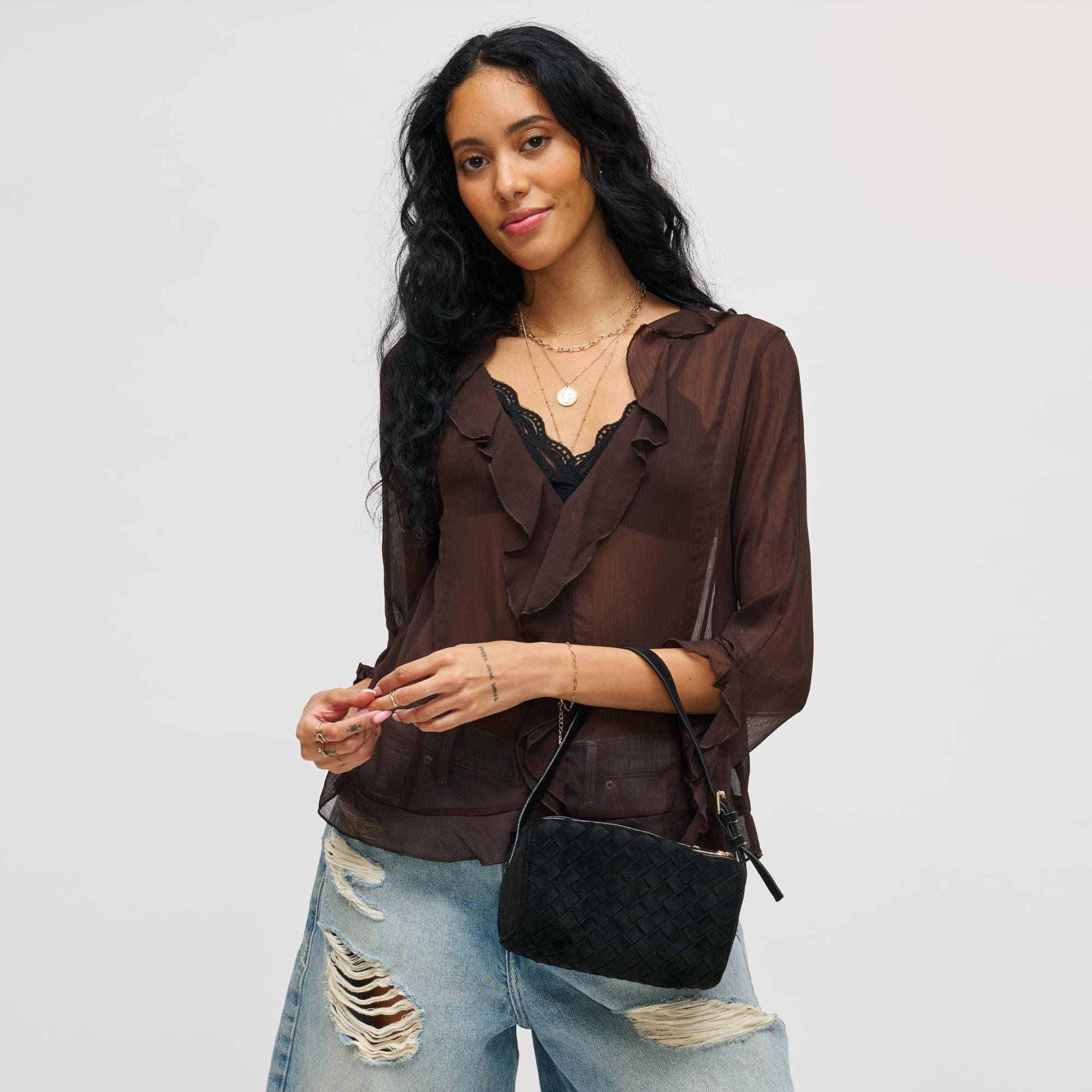 Rose Shoulder Bag: Black
