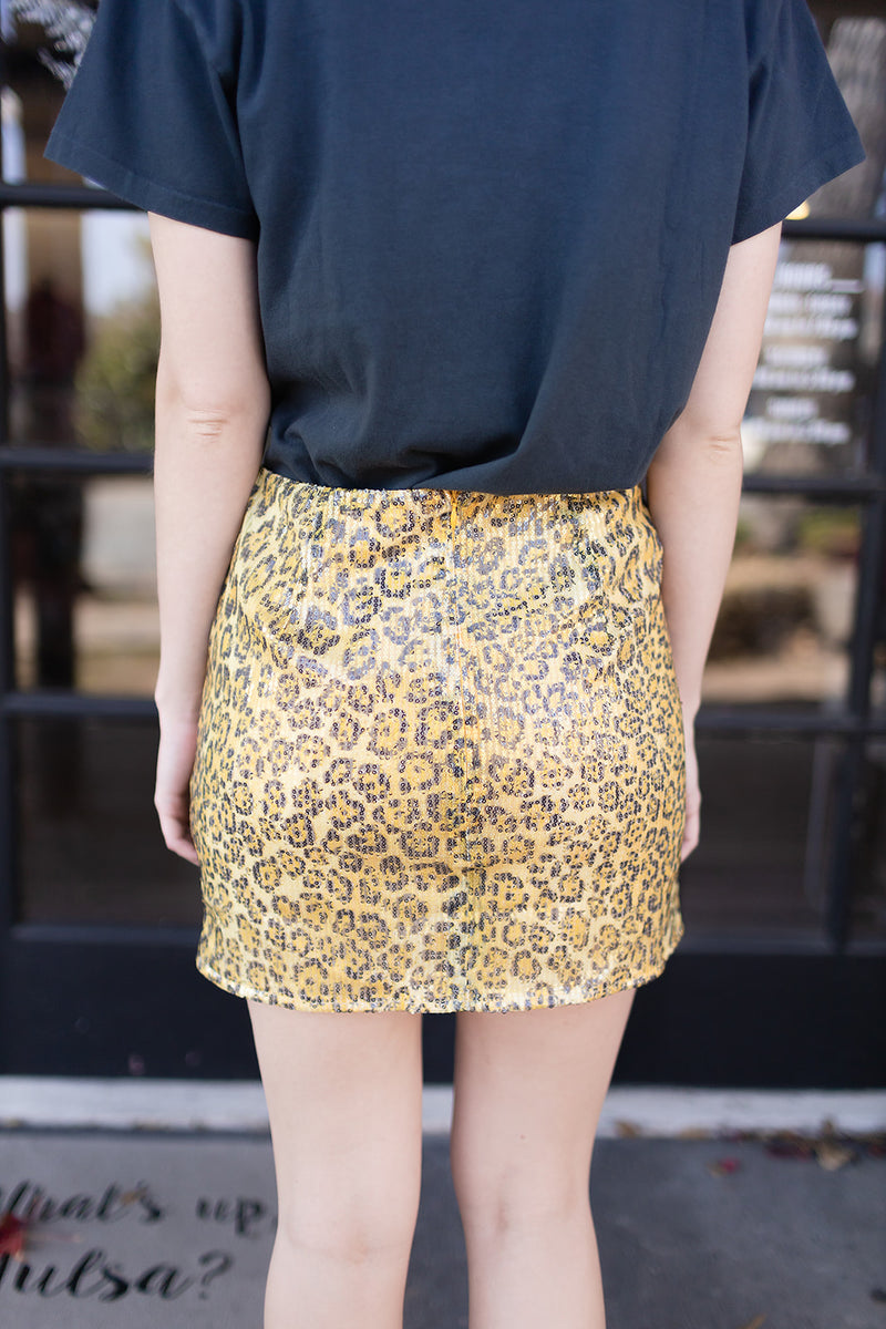 Who's That Sequin Leopard Skirt