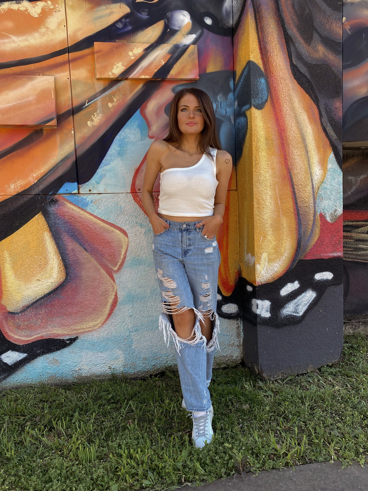 One Shoulder Crop - Off White