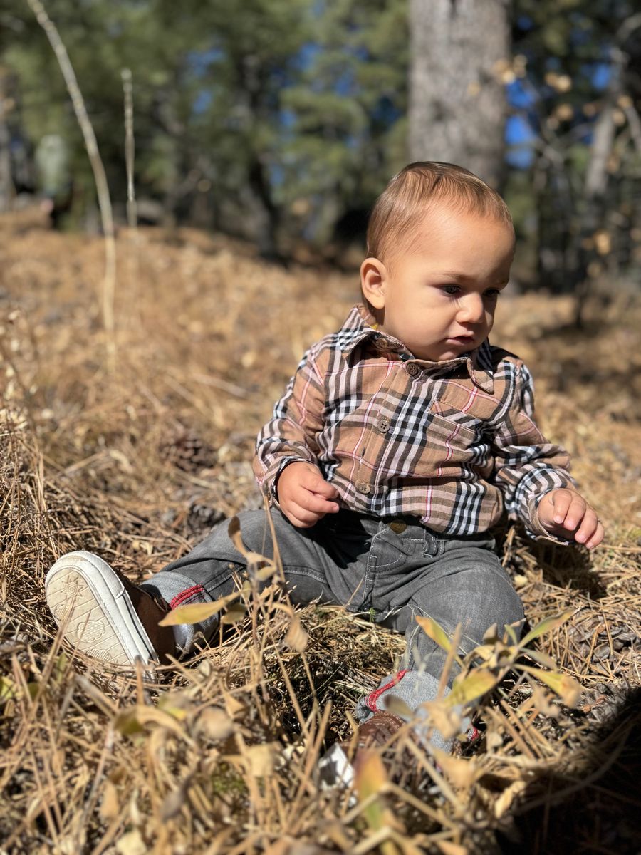 Me & Henry Jasper Woven Onesie - Brown Plaid