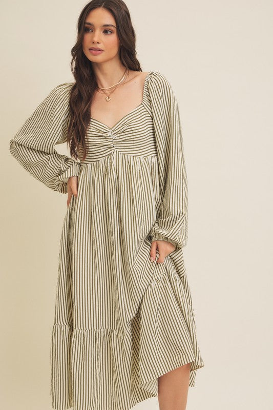 Paige Green Stripe Midi Dress