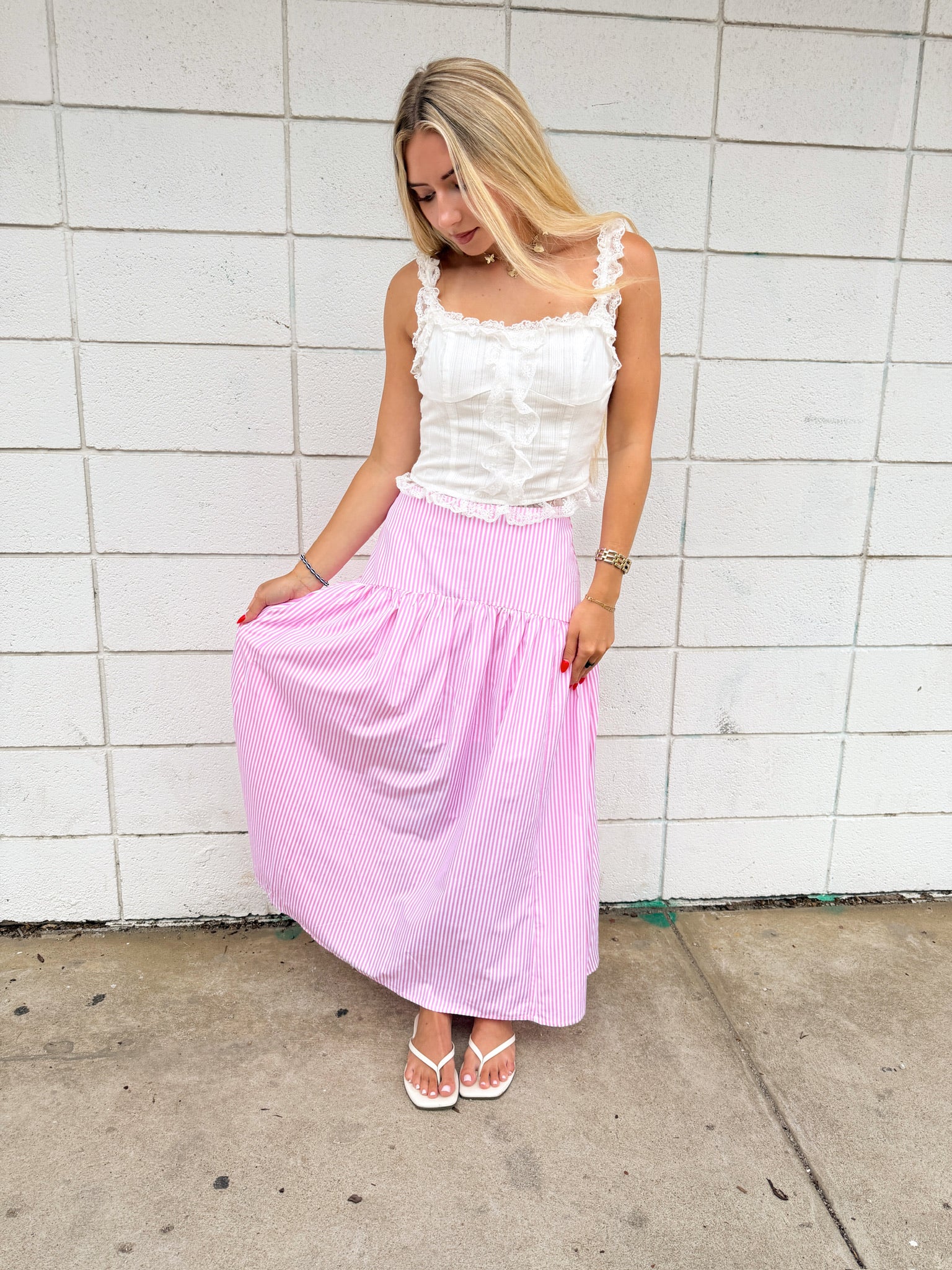 Fran White Ruffle Tank