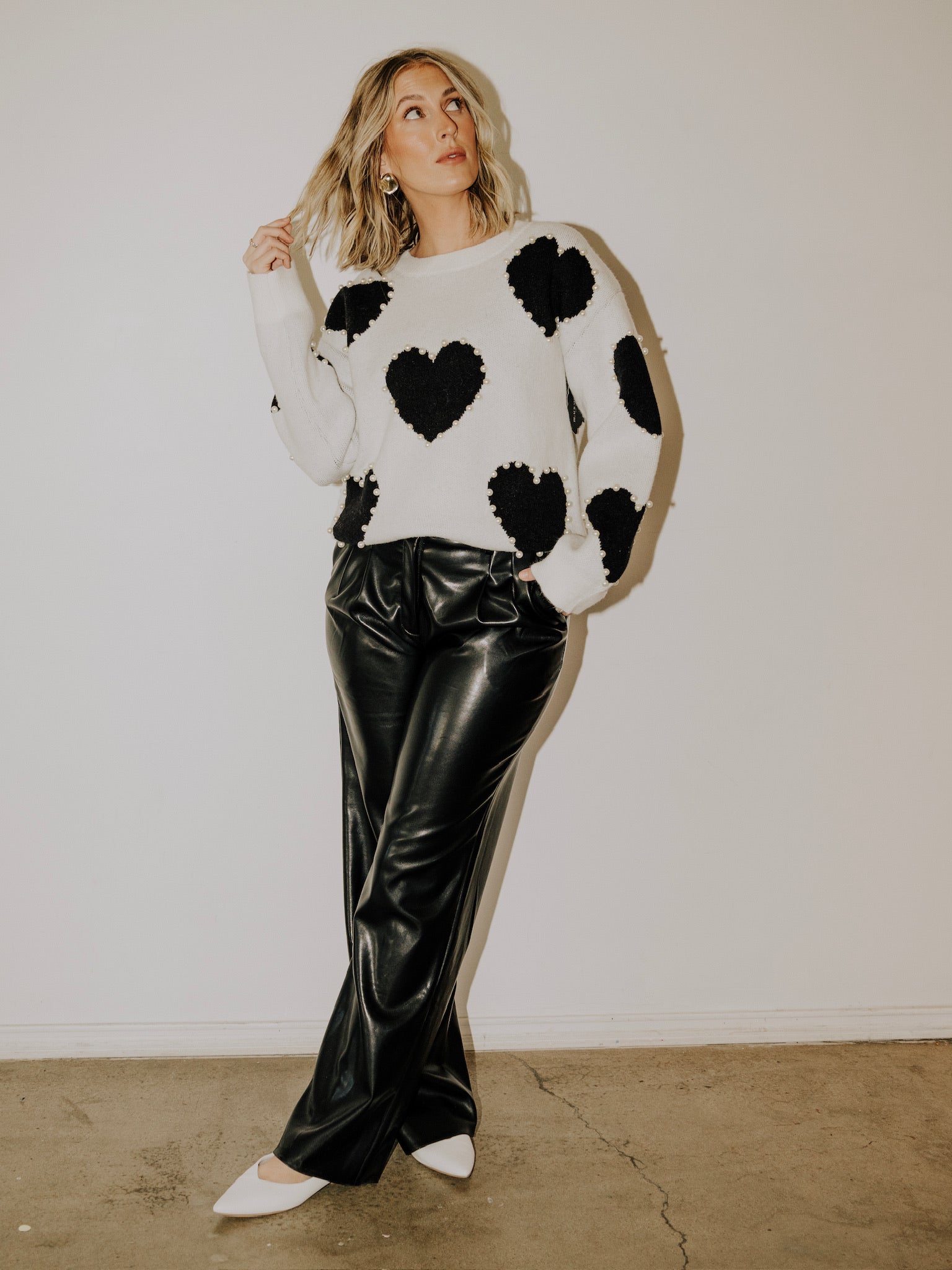 English Factory Long-Sleeve Heart Sweater