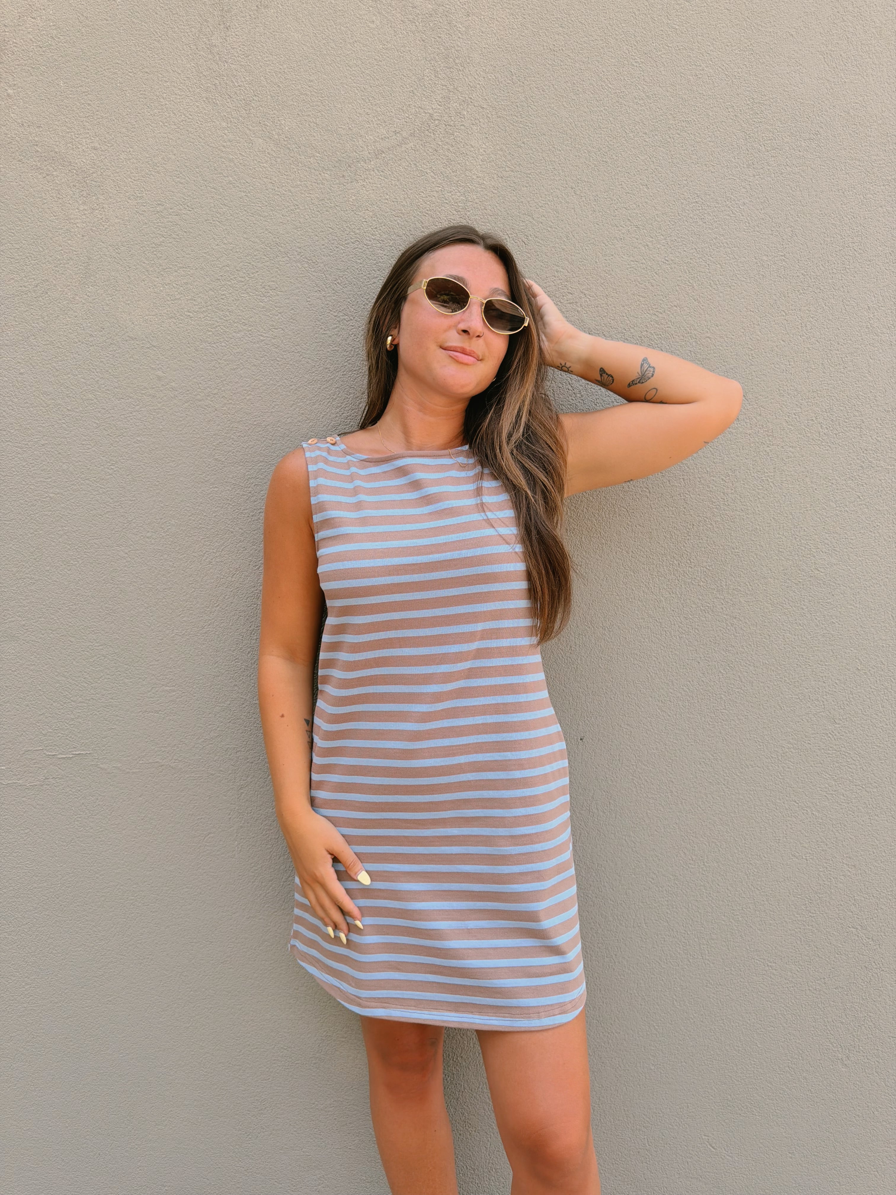 Sami Striped Boat Neck Mini Dress