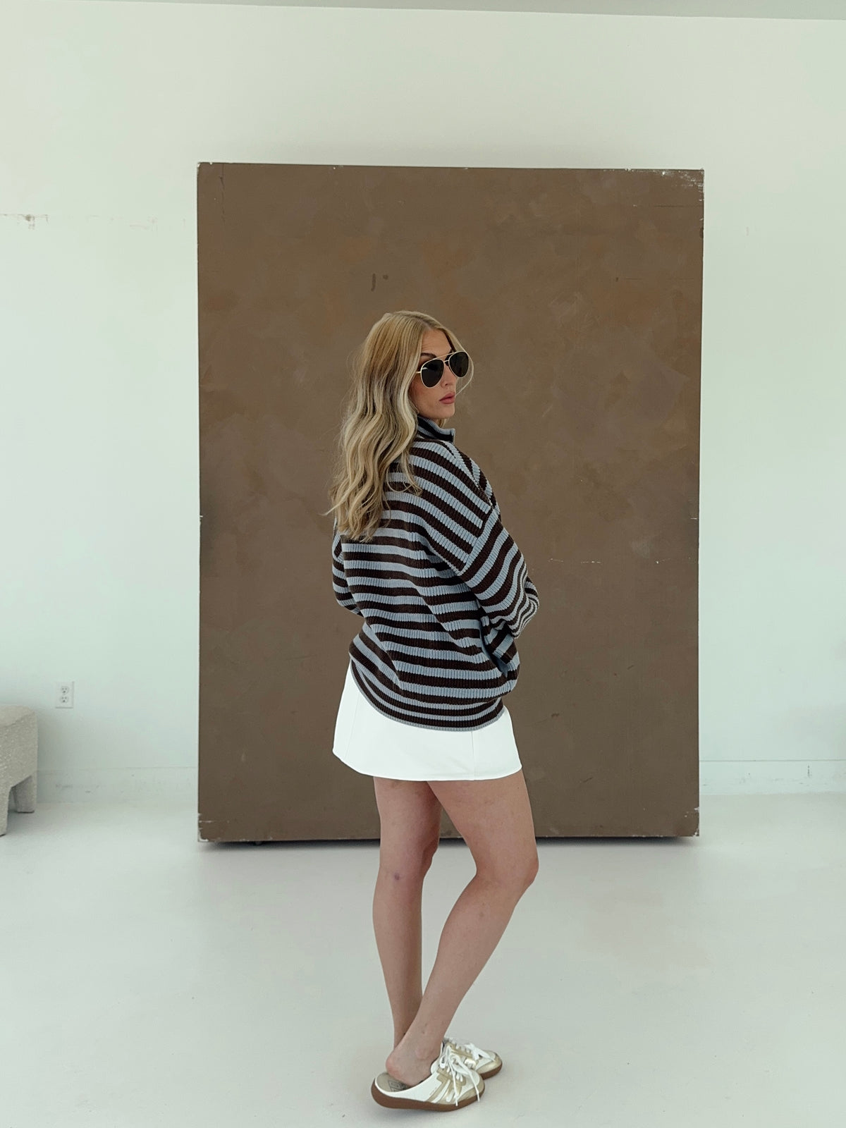 Lyla Long Sleeve Stripe Sweater Jacket