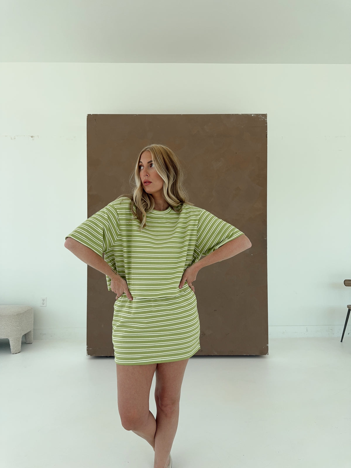 Macy Matcha Stripe Skort