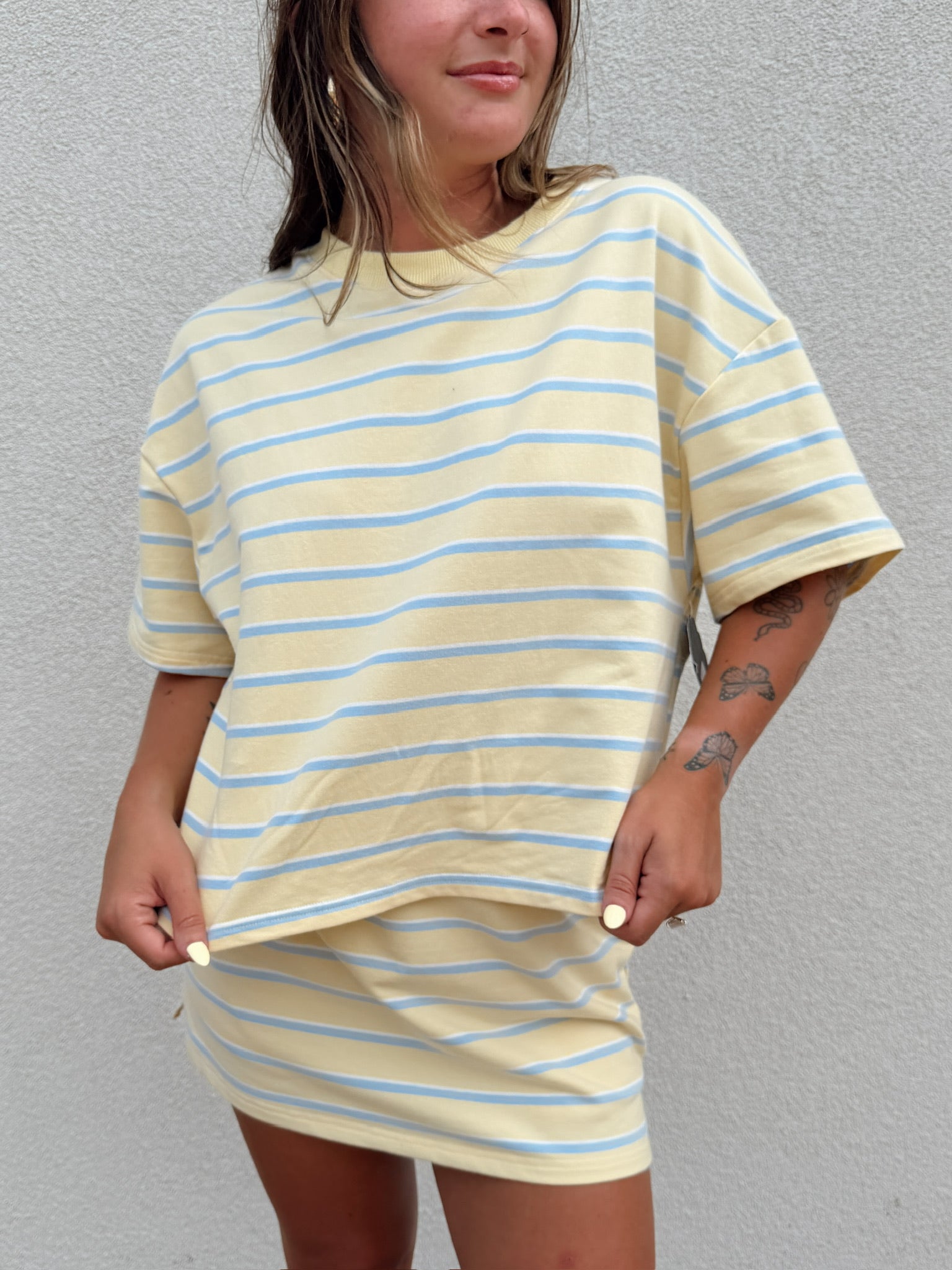Pre-Order Cassie Stripe Top - Yellow and Baby Blue (restock eta 8/1)