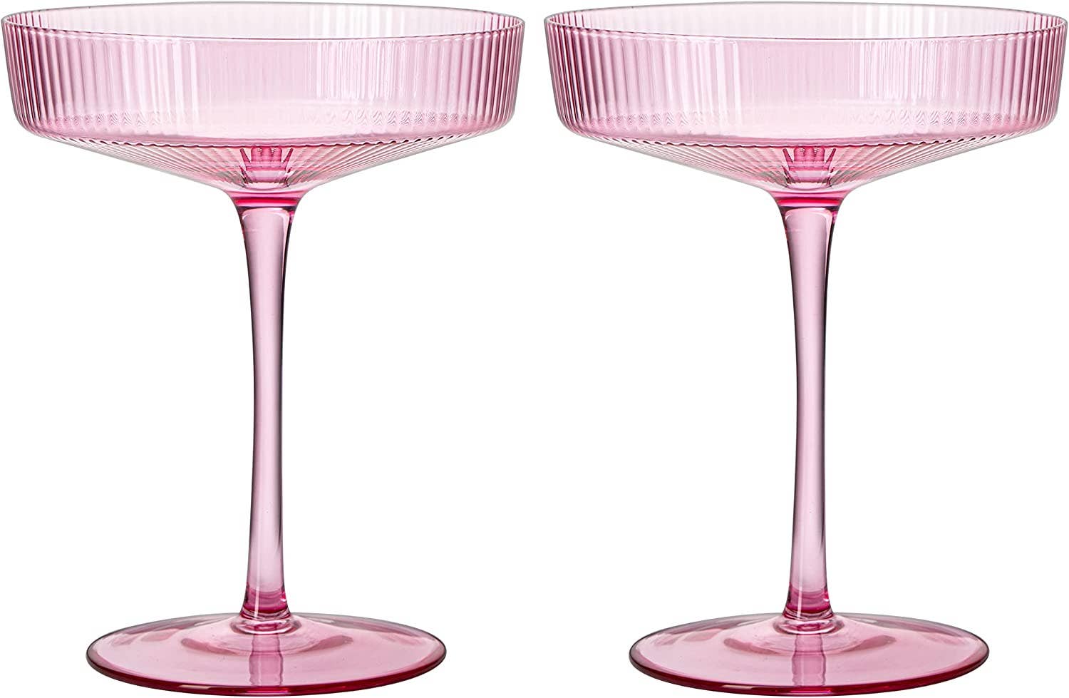 Pink Ripple Cocktail & Champagne Coupe Glasses - Set of 2