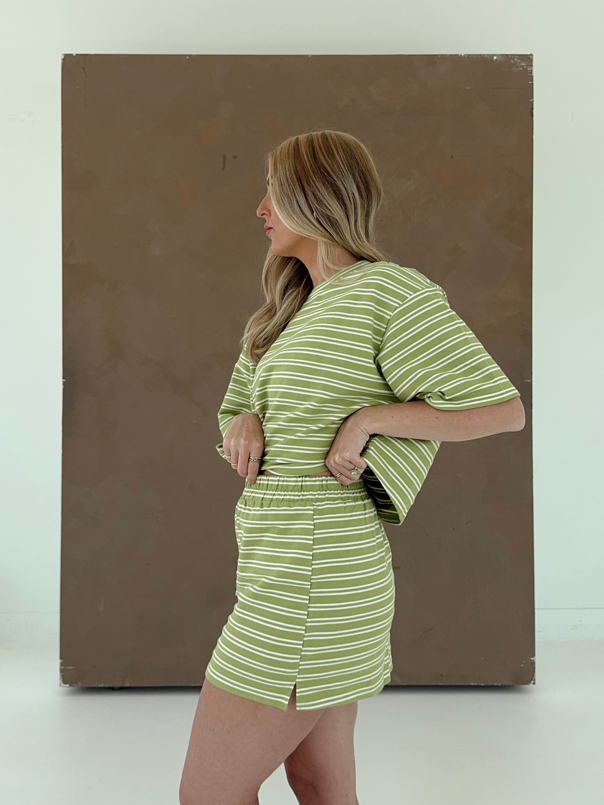 Macy Matcha Stripe Top