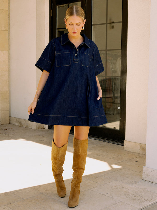 Collared Denim Dress